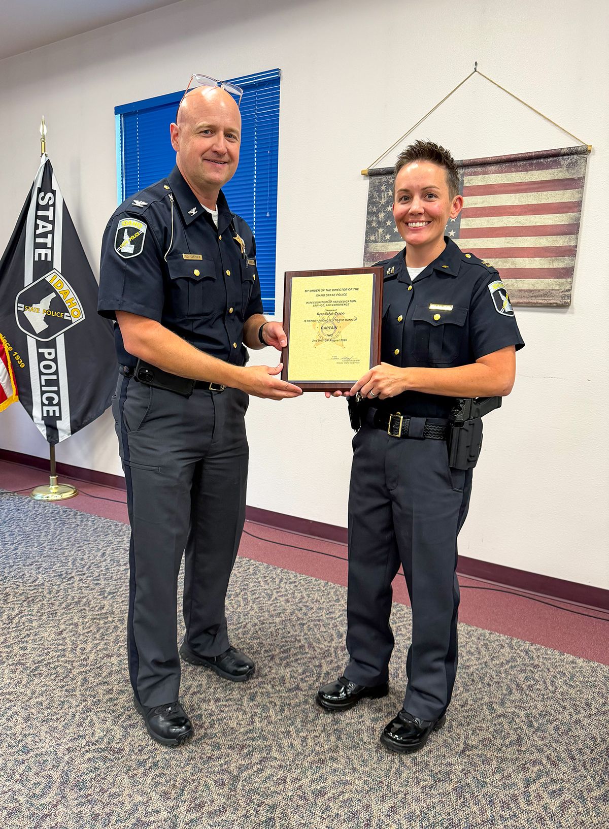 Idaho State Police Promotes Brandalyn Crapo to Patrol Captai...