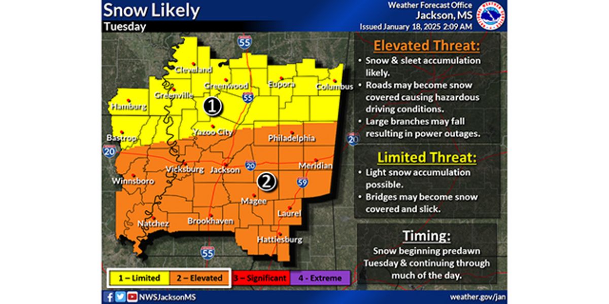 Snow chances increase for area Tuesday
