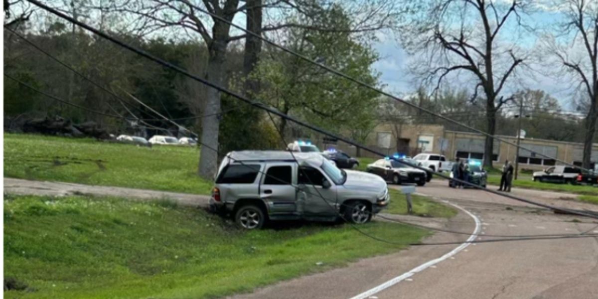 Vehicle strikes utility pole, causes power outage in area