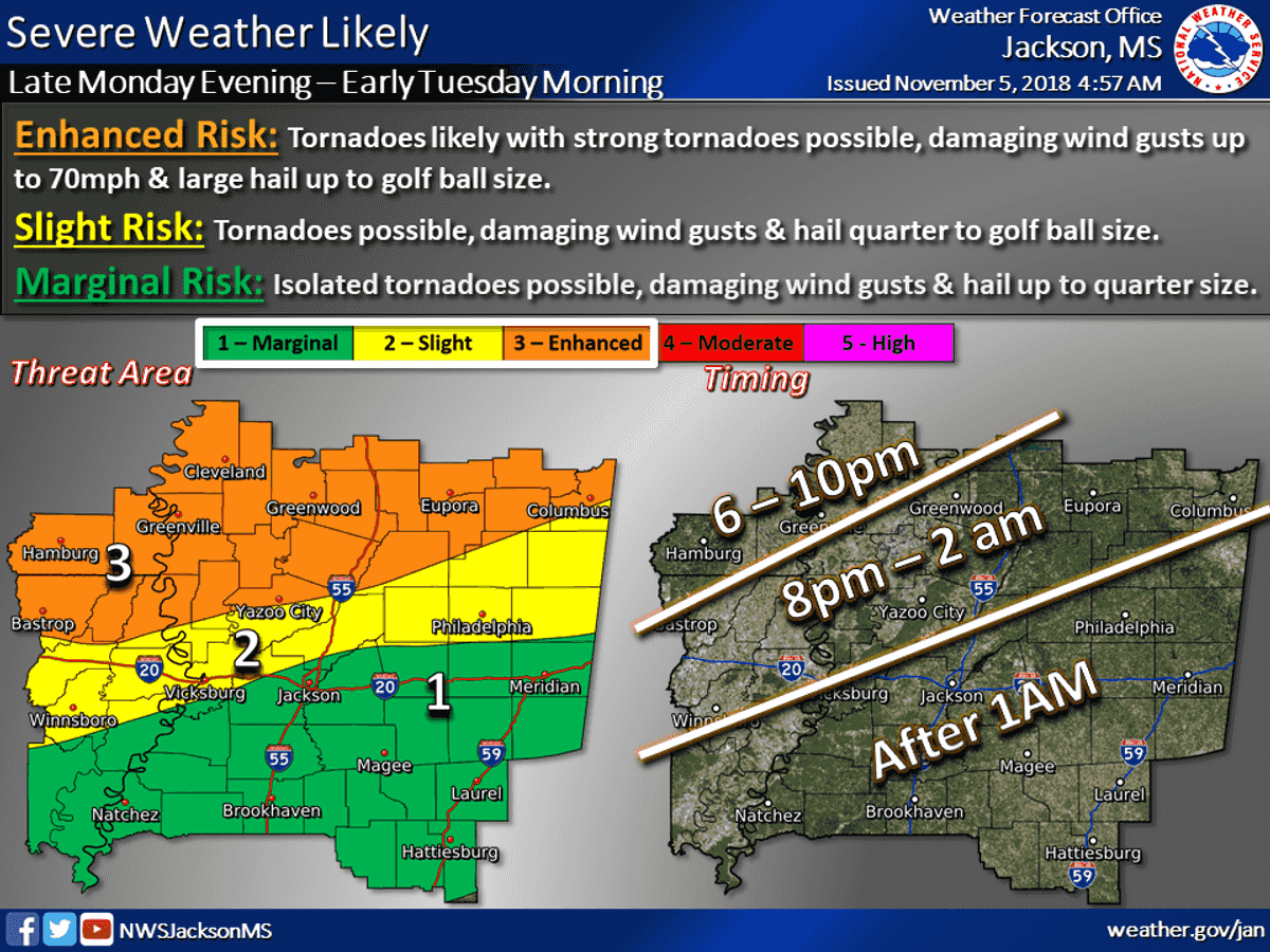 Northern and central Mississippi brace for possible severe w...