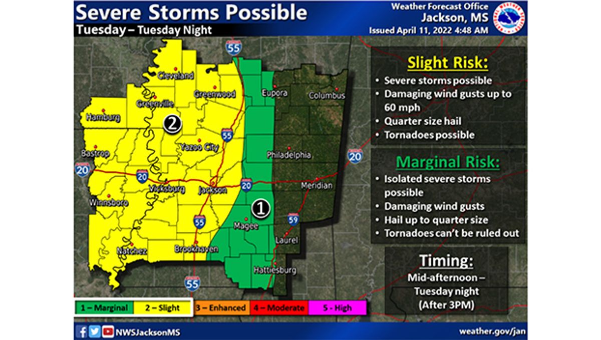 WEATHER UPDATE: Slight risk for severe storms Tuesday