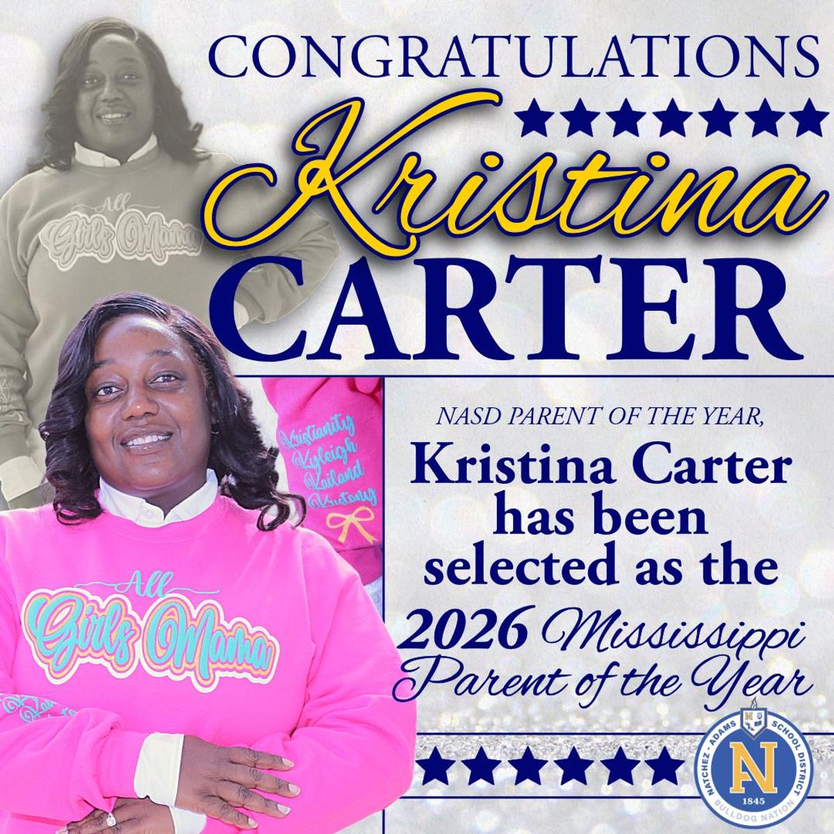 MDE names Kristina Carter of Natchez-Adams schools Mississippi's 2026 Parent of the Year