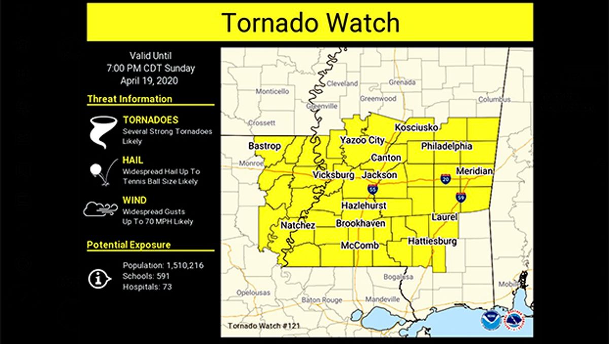 Tornado Watch issued for area extended to 10 p.m.