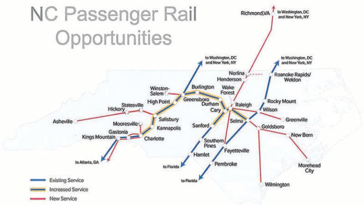 County’s rail future might lie west toward Raleigh