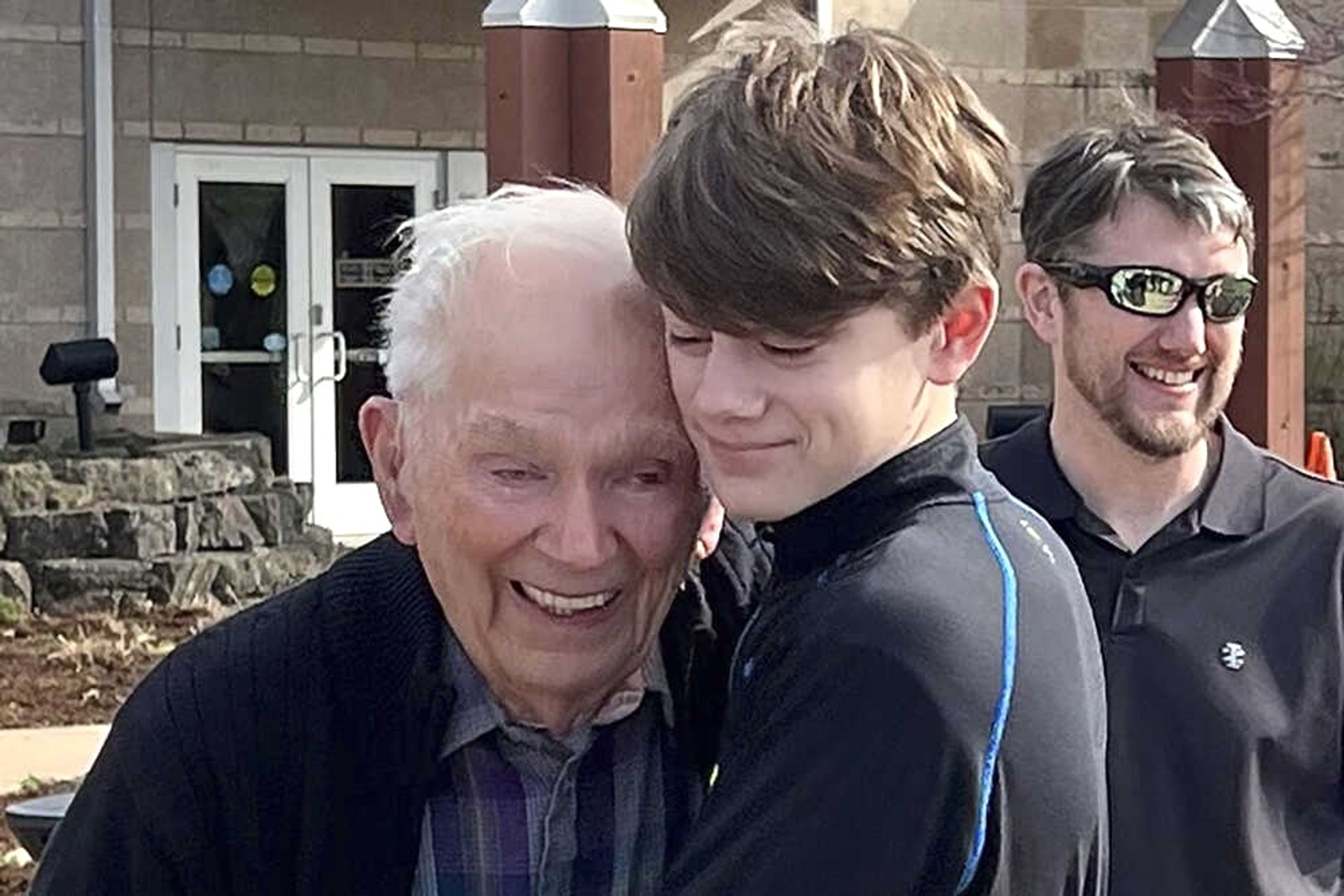 Orville Allen of Poplar Bluff hugs his great-grandson in March. Allen died May 29 and his liver was successfully donated and transplanted to a 72-year-old woman.
