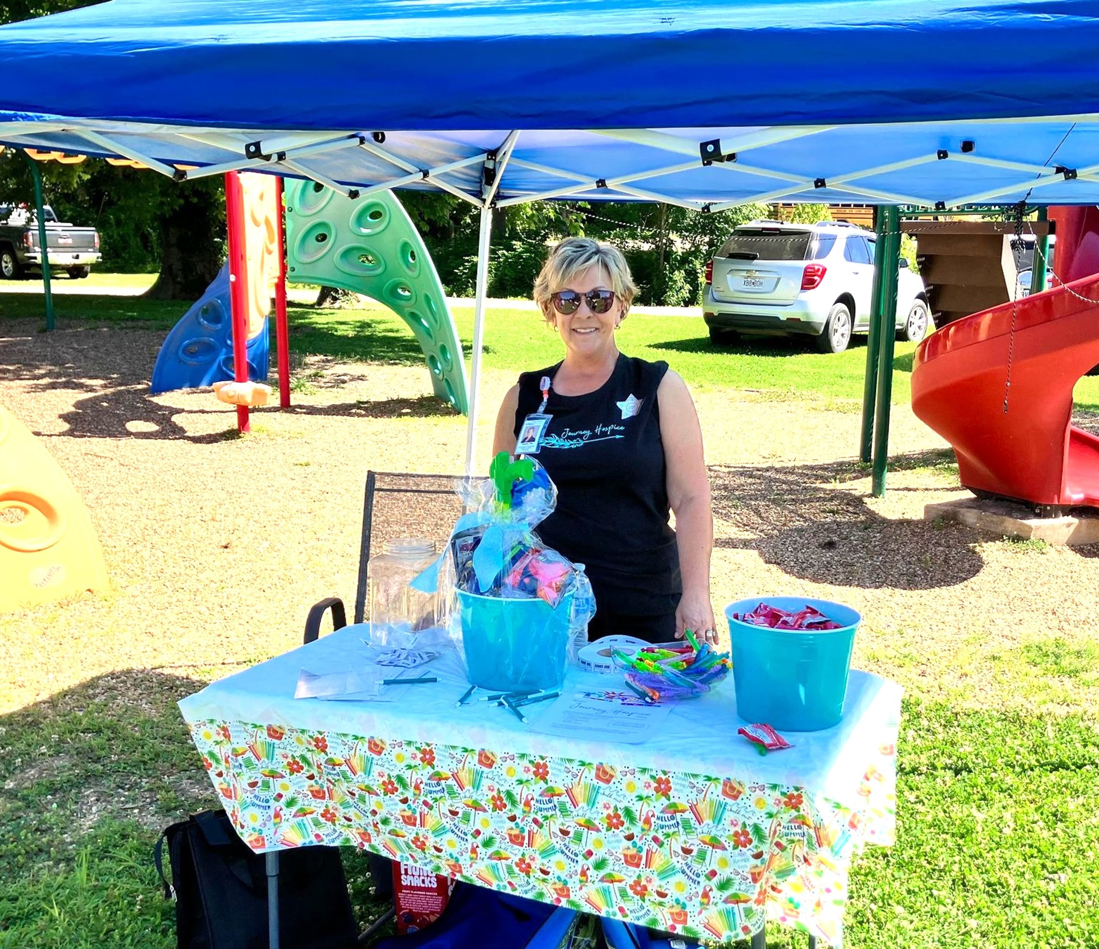 Hester Bowen is manning the tent for Journey Hospice.