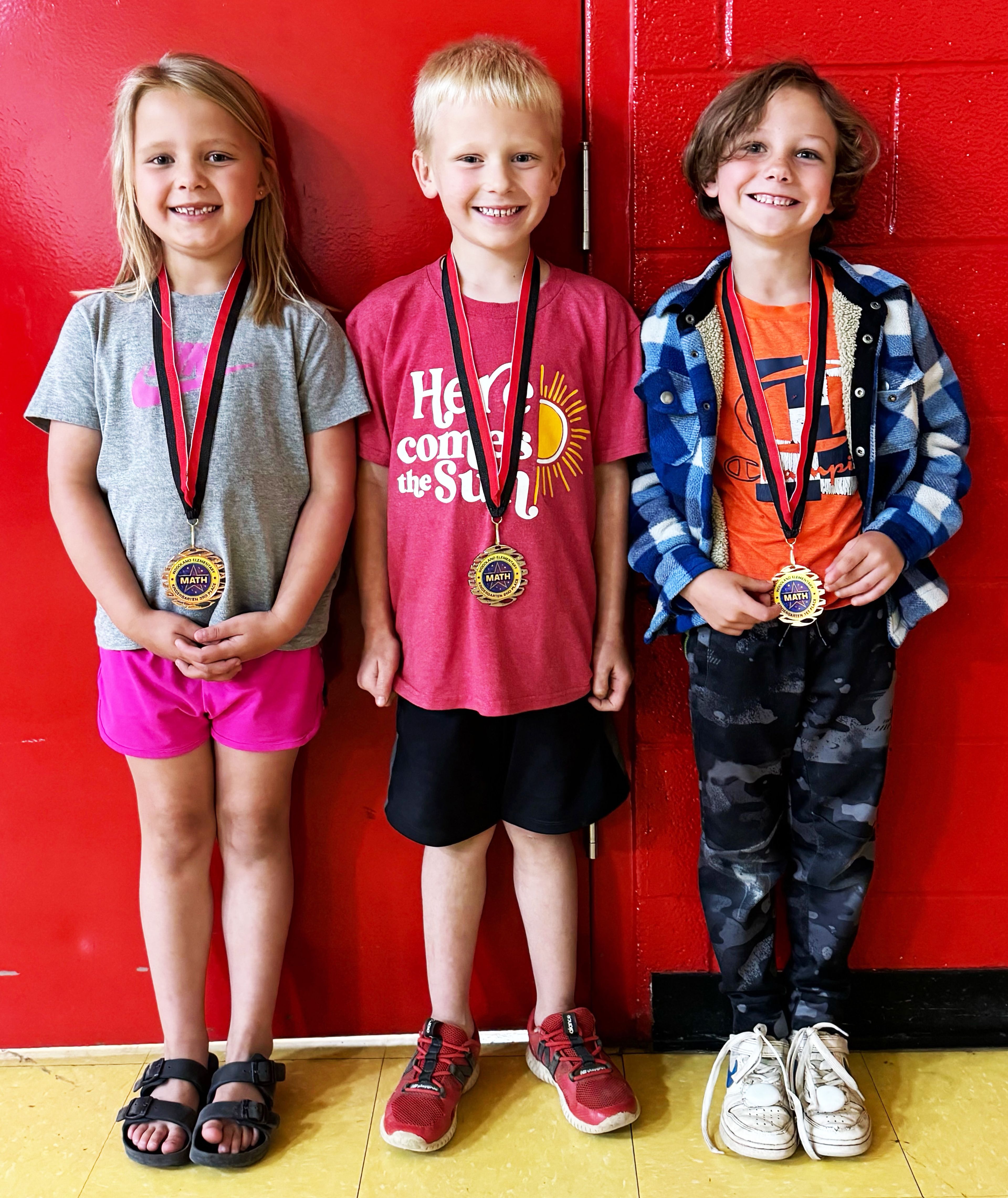 Kindergarten winners (from left) include Darcy Long, third place; Chase Long, second place; and Shiloh Gemeinhardt, first place