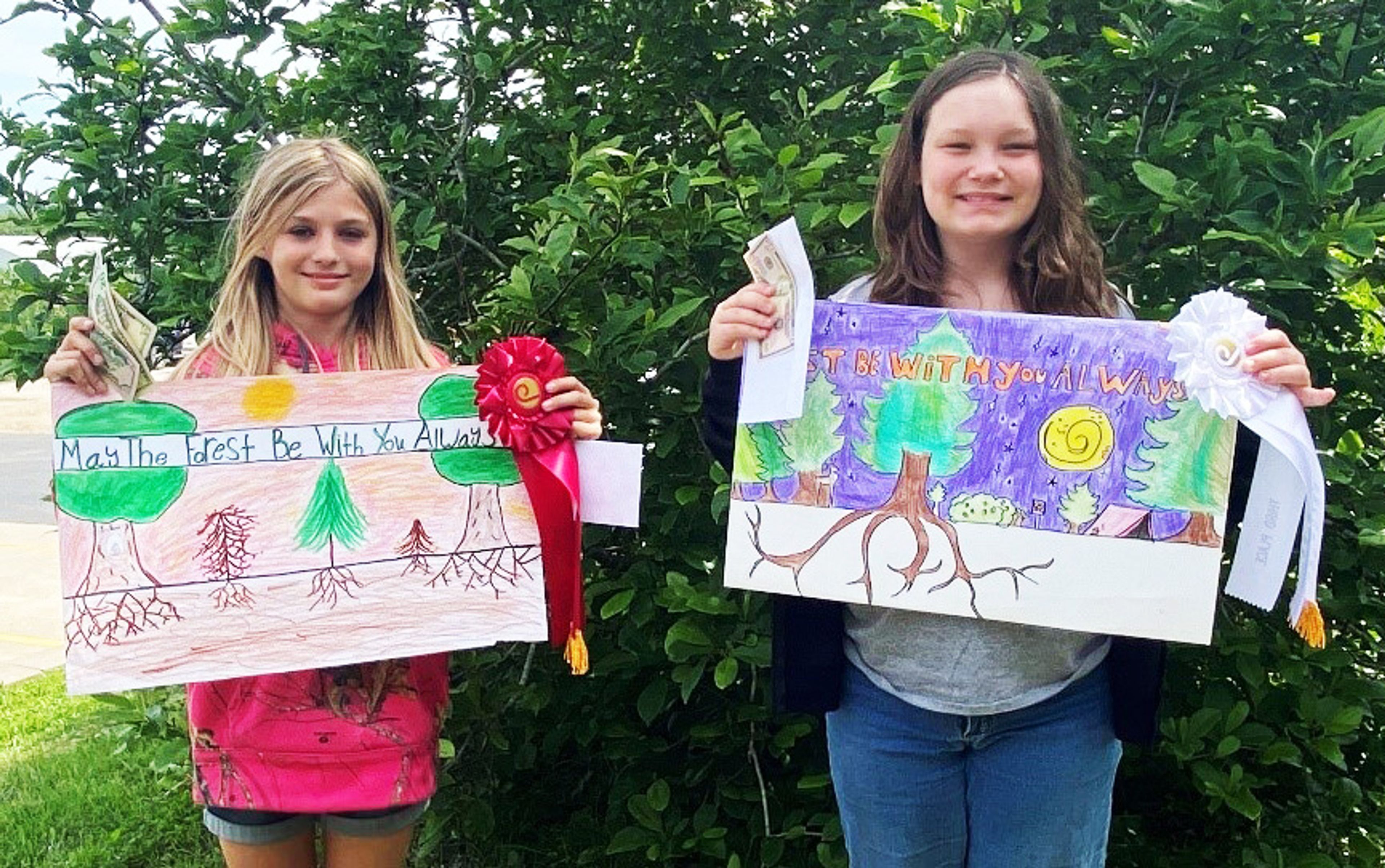 Winners from Zalma (from left) are Rebecca James, fourth grade, second place; and Aubrey Starr, sixth grade, third place.