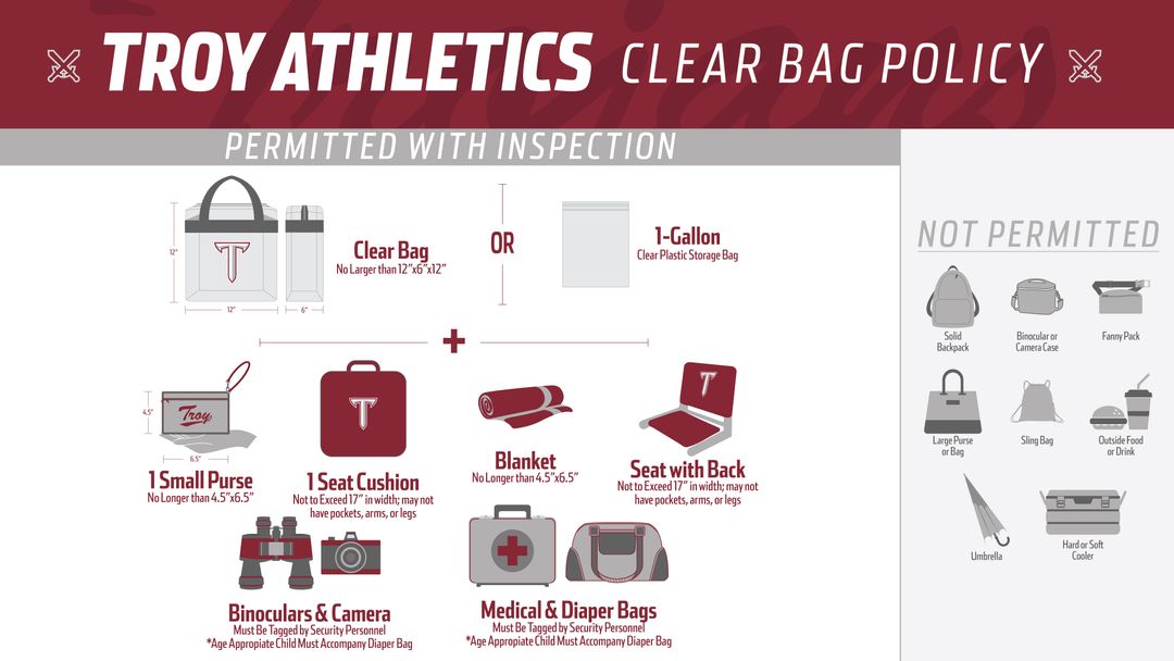 Troy Athletics announces Clear Bag Policy beginning next ath...