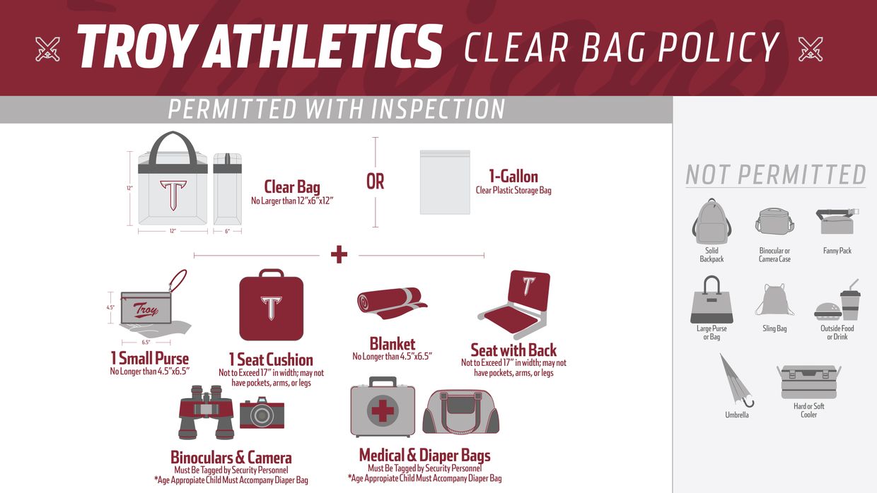 Troy Athletics announces Clear Bag Policy beginning next ath...
