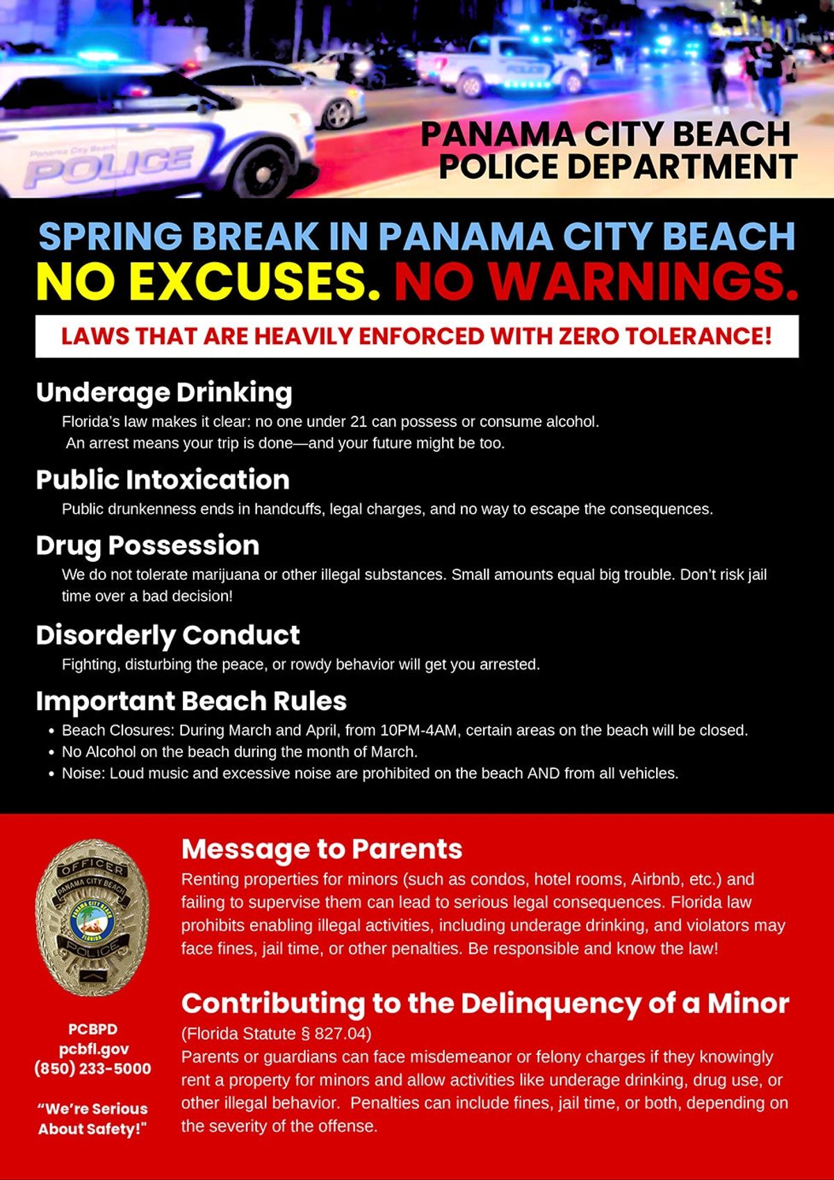 Springa Bresta Panama City Beach PD implementing zero-tolerance Spring Brea...