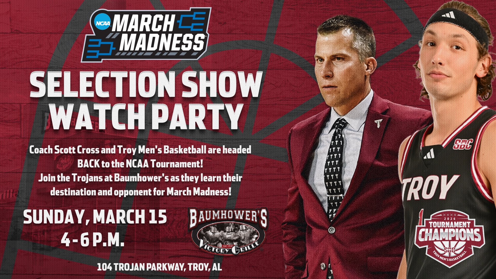 Troy Men to host watch party, championship celebration