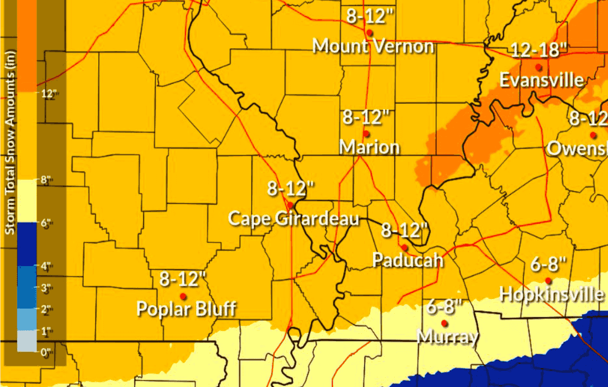 Forecasters warn of 8+ inches of snow, dangerous cold and major travel impacts in Southeast Missouri...