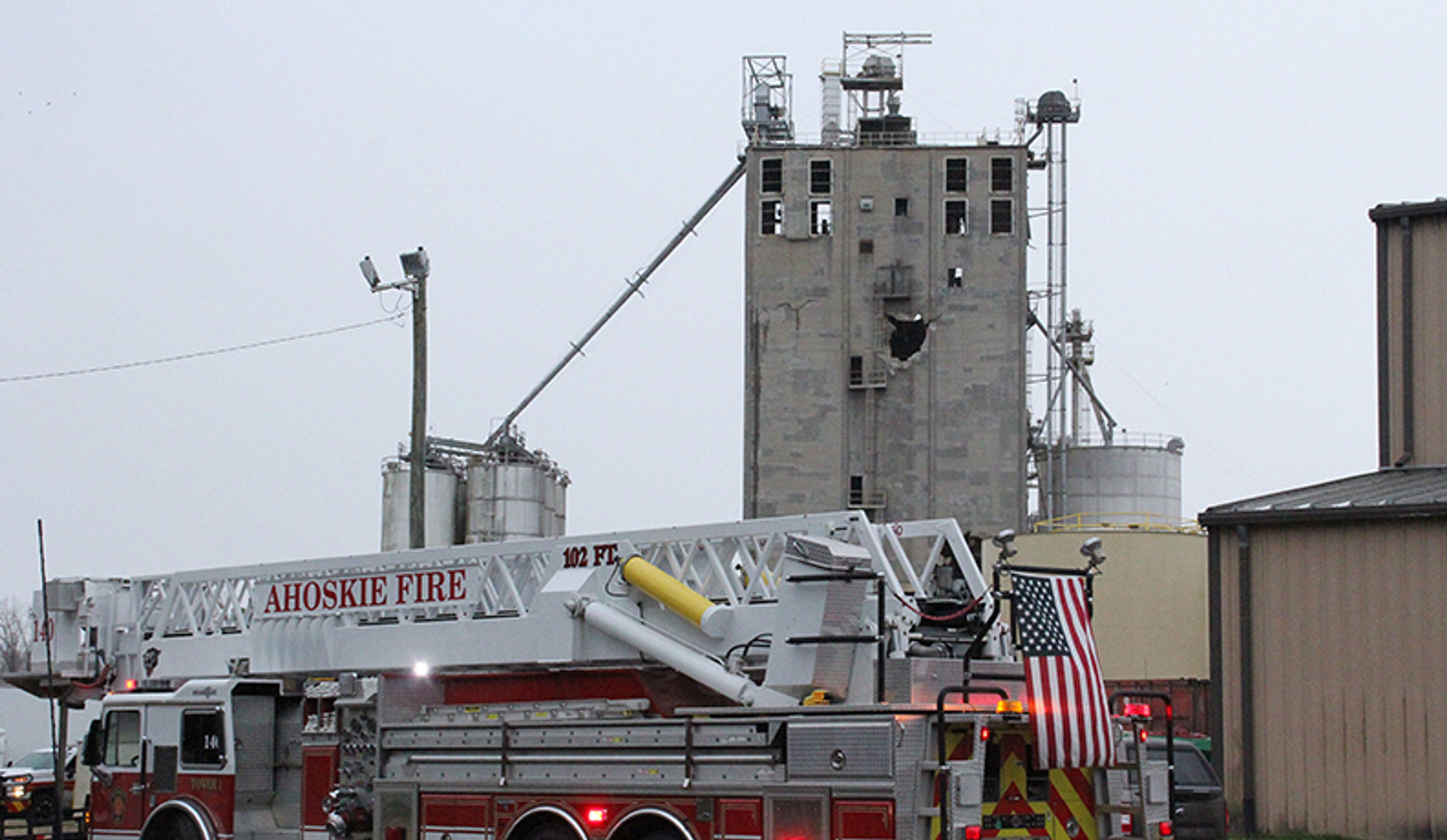 Rubble fires continue at Cofield feed mill