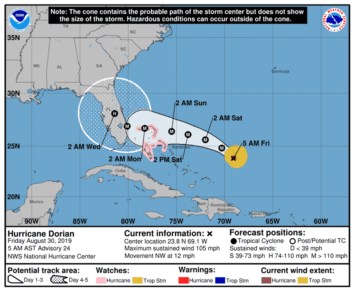 Dorian forecast to become major hurricane Friday