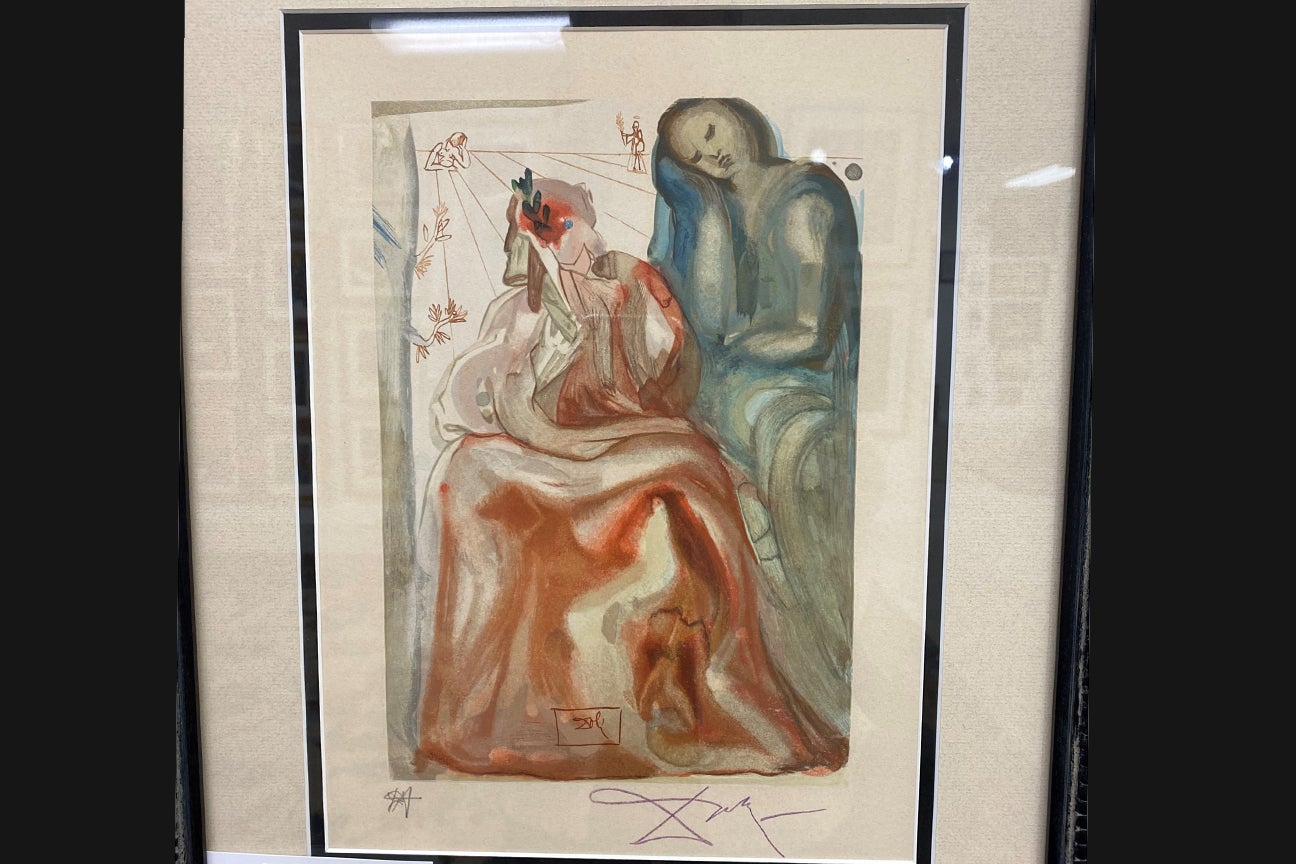 Original Salvador Dali wood engraving found at Kitty Hawk thrift store