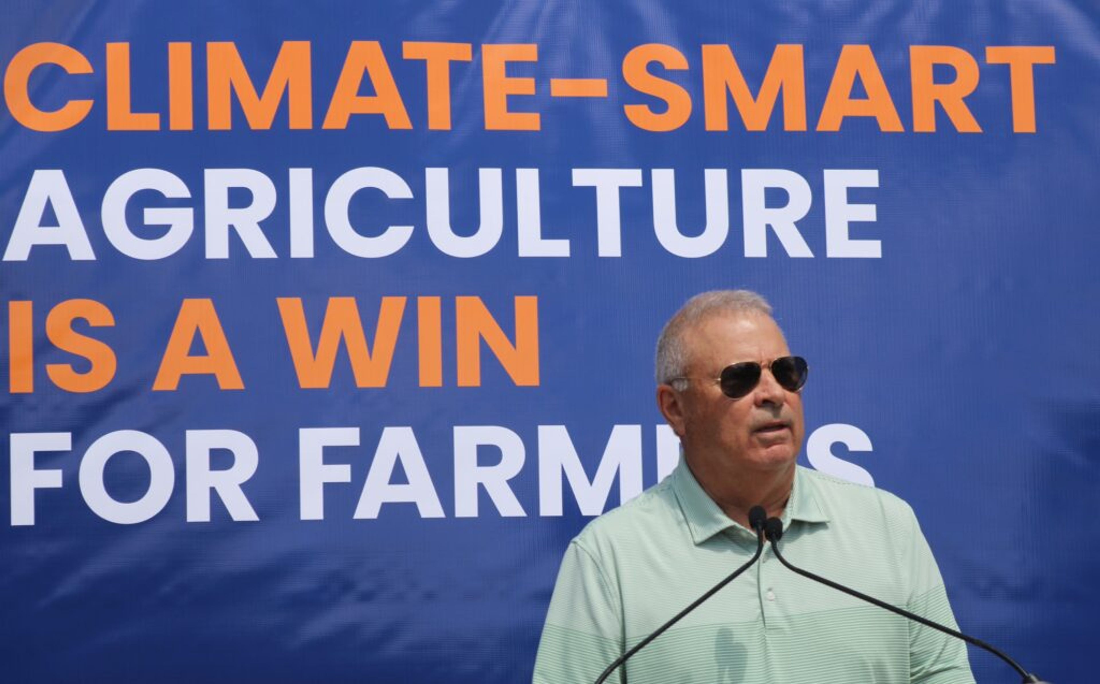 Wilson County livestock farmer R.C. Hunt speaks during a Tuesday press conference held to promote congressional support of farmers’ conservation efforts.