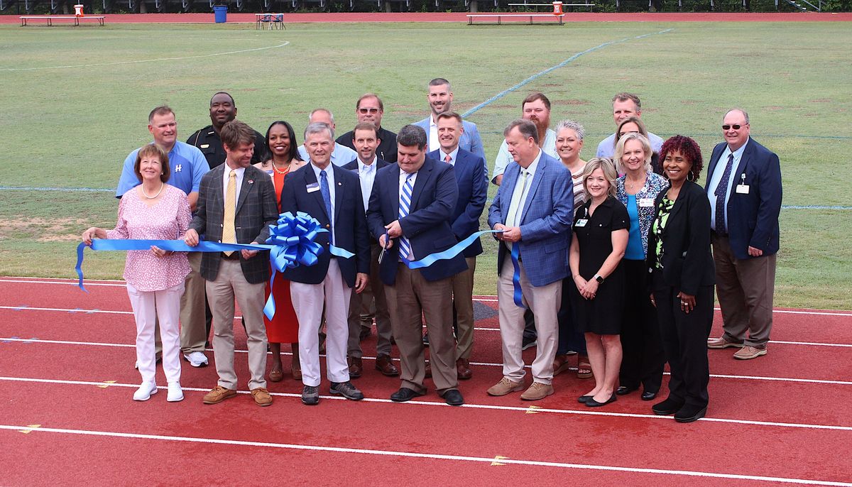 Cutting the ribbon at Hunt track