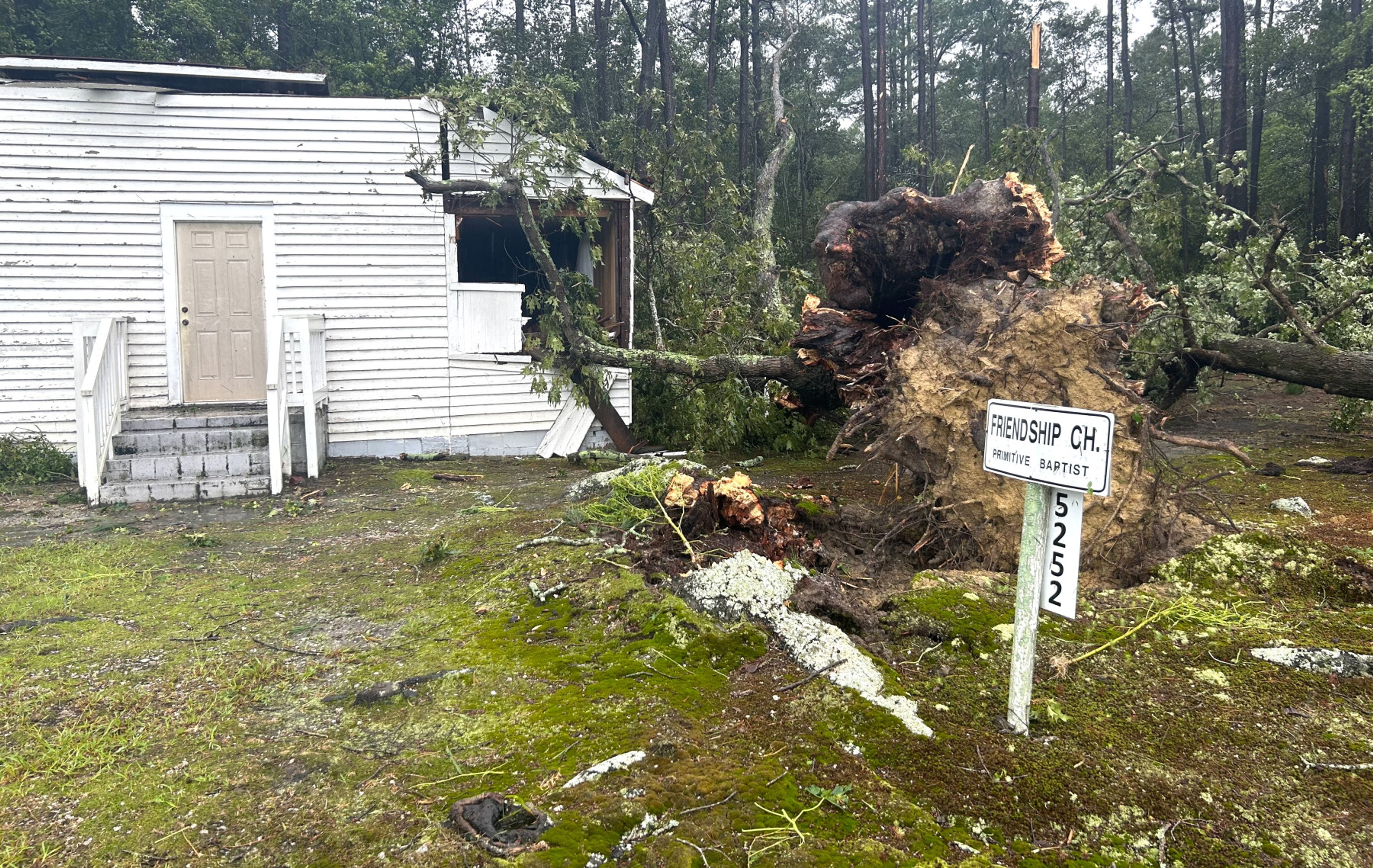 Tropical Storm Debby spawned a Thursday tornado that damaged Friendship Primitive Baptist Church in Lucama. Christopher Long | Times