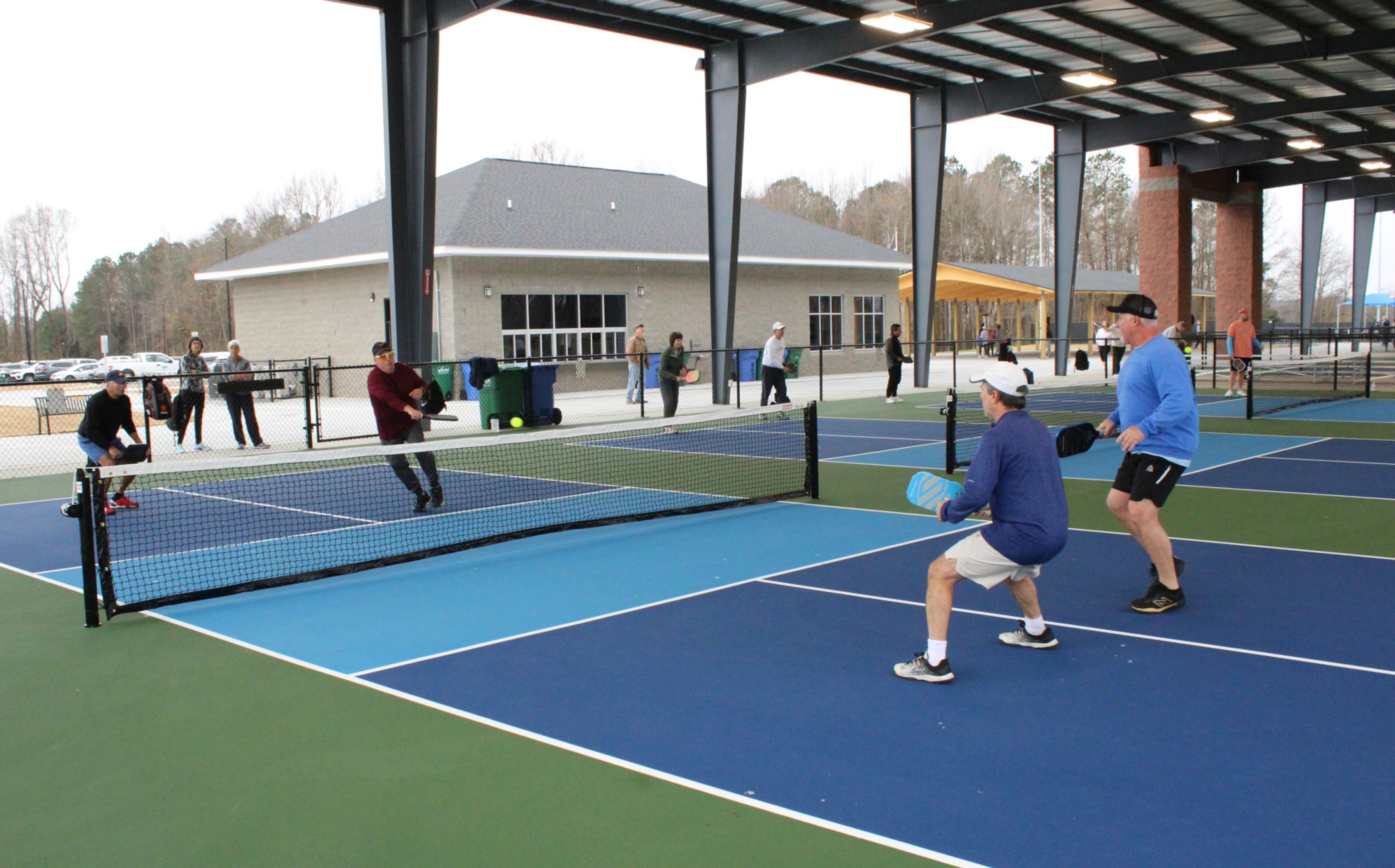 Pickleball players play at the new pickleball facilty at the J. Burt Gillette Athletic Complex in Wilson on Monday. Drew C. Wilson | Times