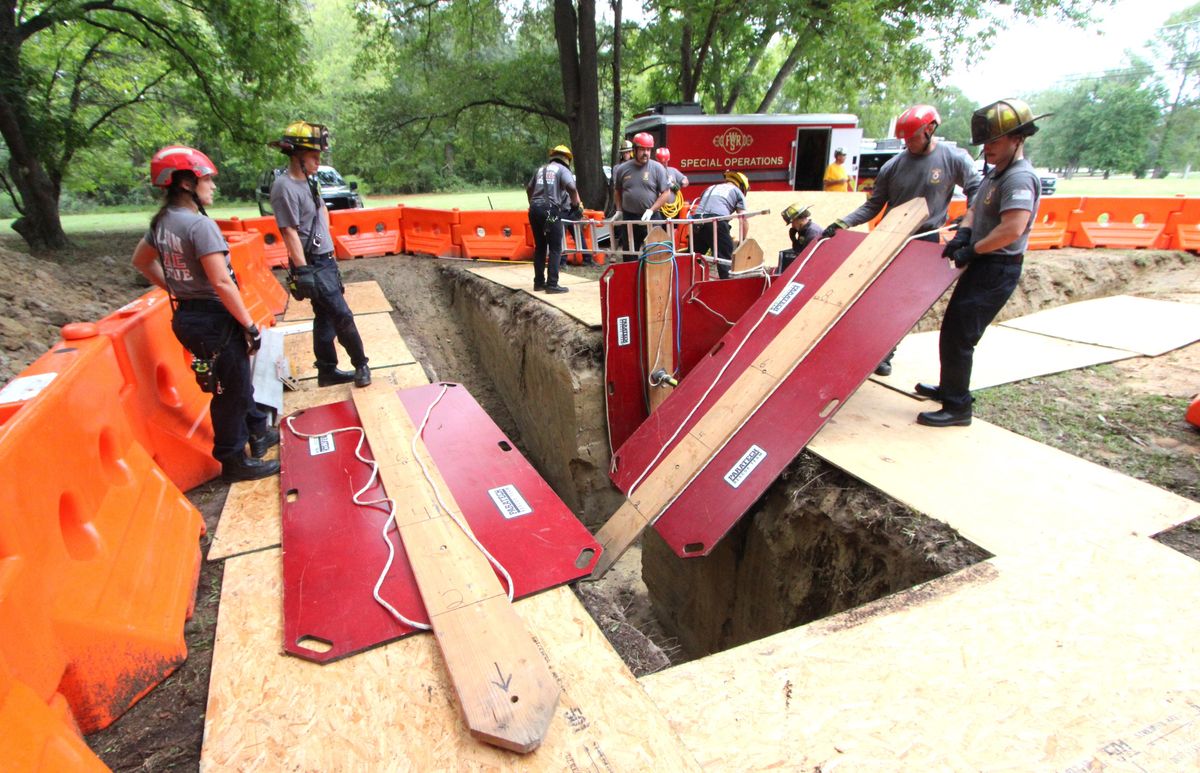 Firefighters train for trench collapse rescue