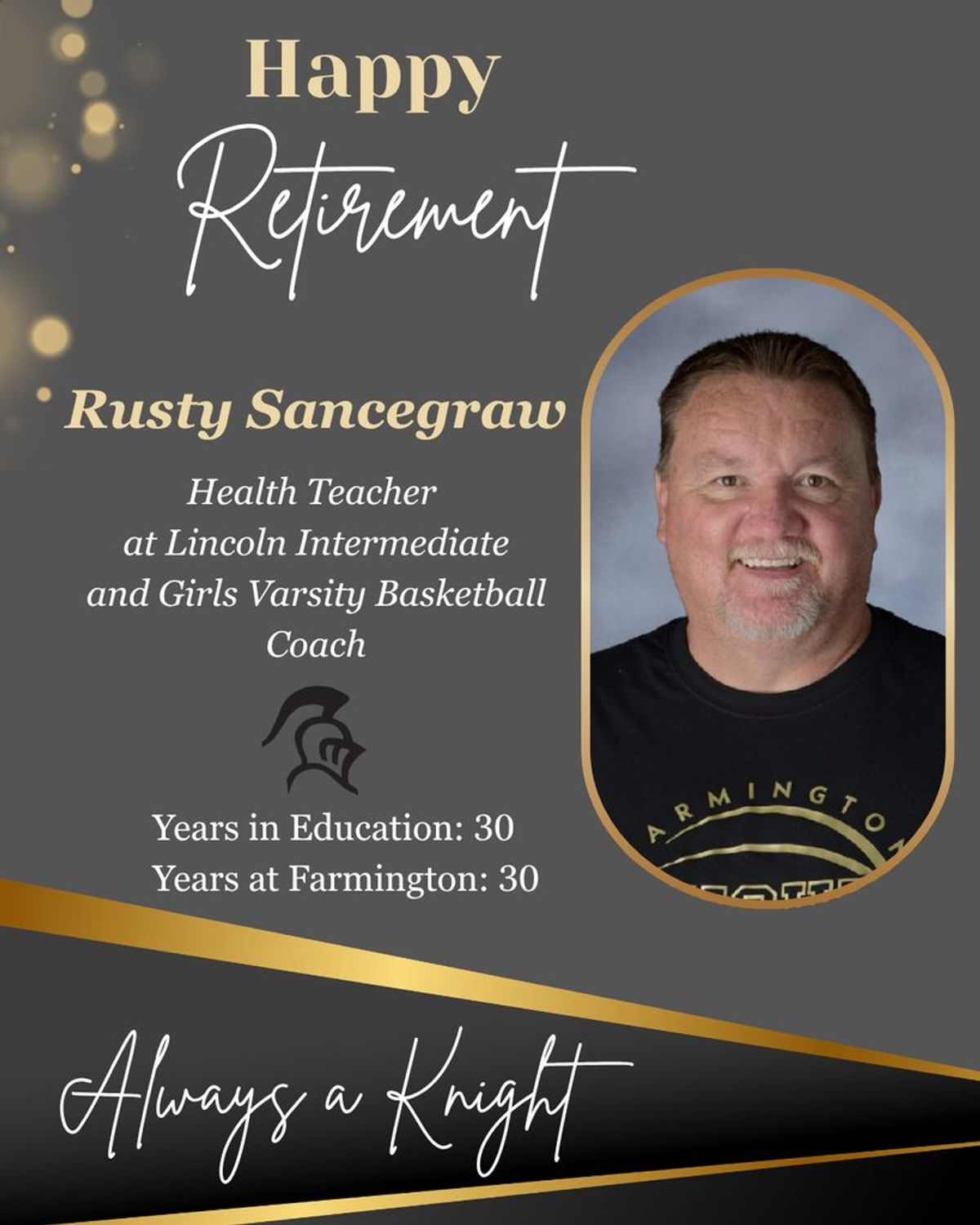 Sancegraw recognized for three decades of service to Farmington School District