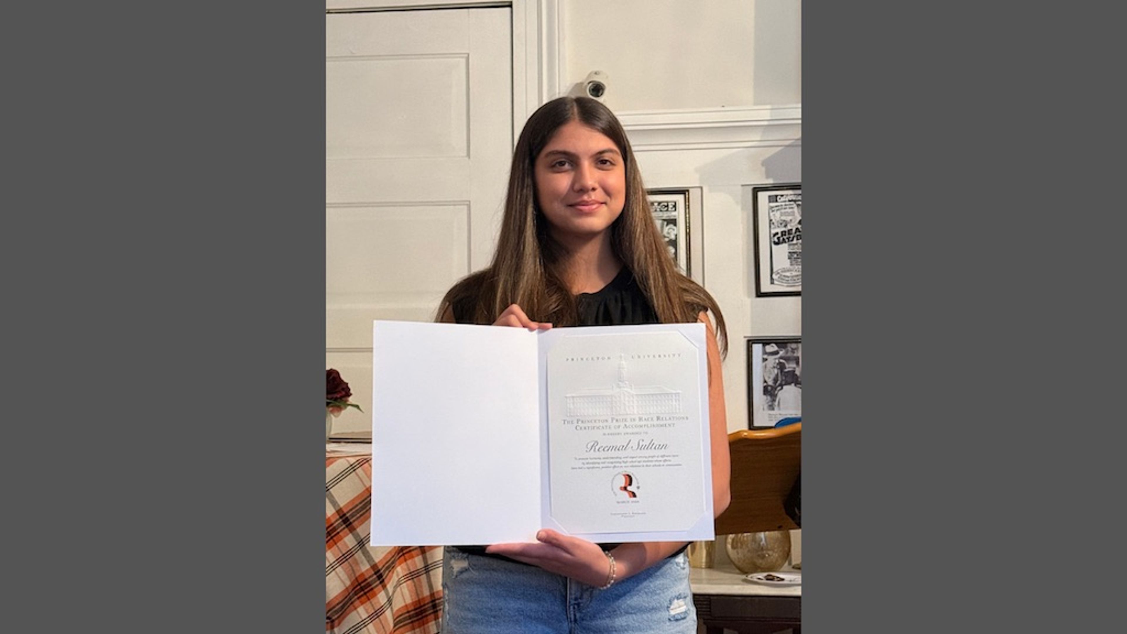Reemal Sultan, a Pelham High School senior, was recognized by the Princeton Prize in Race Relations Alabama Committee for her work in promoting racial equity.