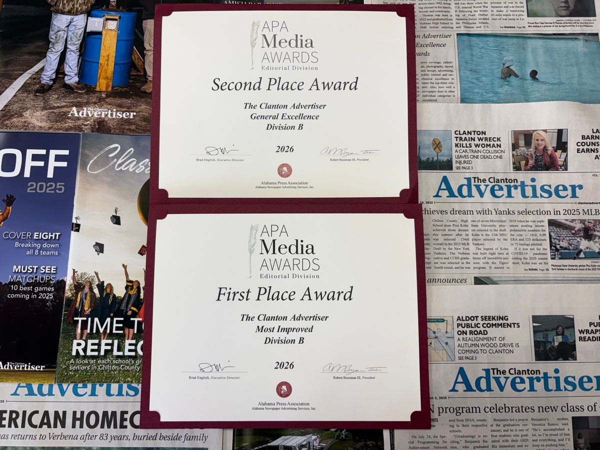 Top Class — The Clanton Advertiser wins silver in General Excellence, named most improved at press awards