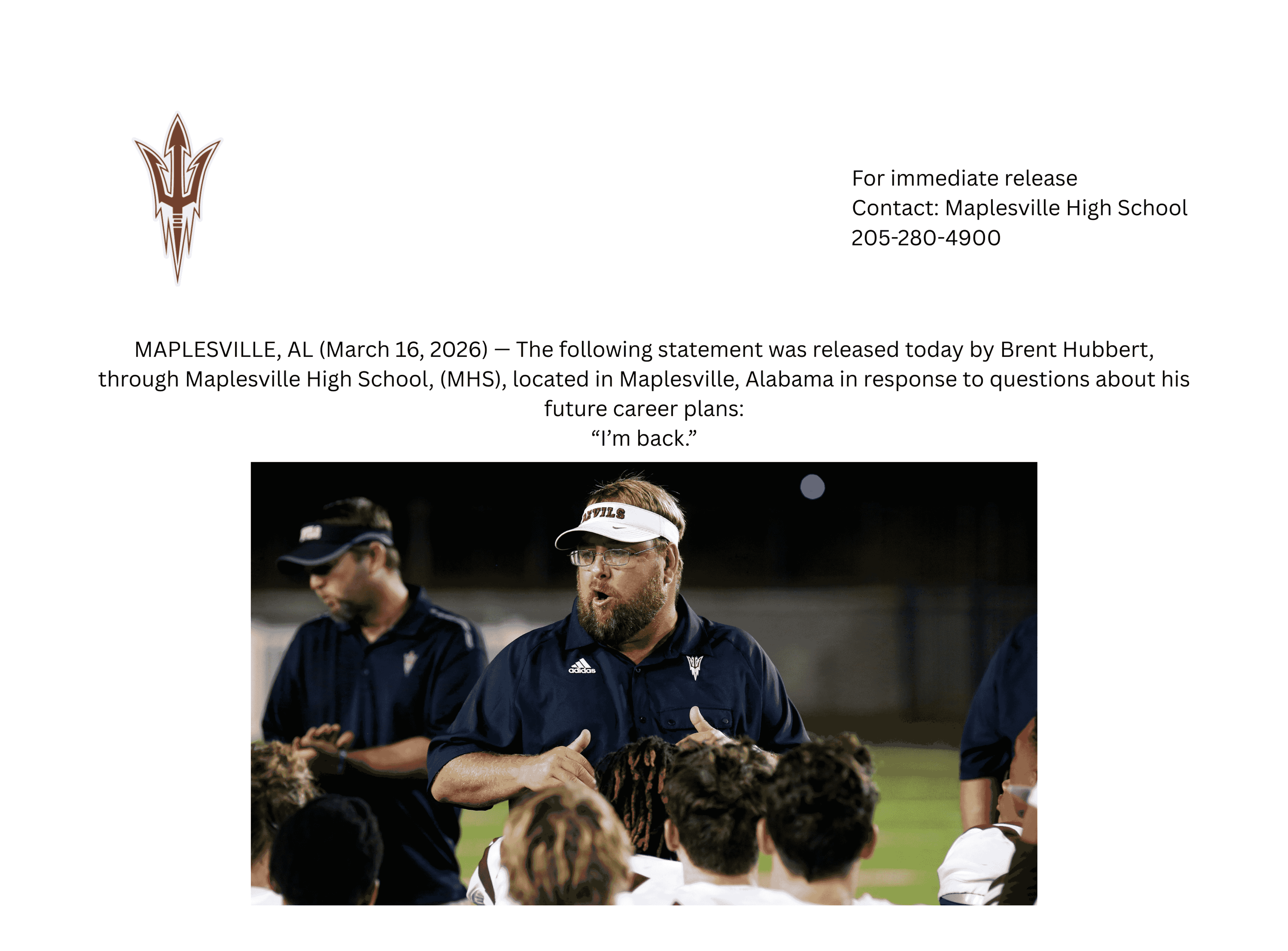 ‘I’m Back’ — Hubbert back in the saddle at MHS looking for No. 6