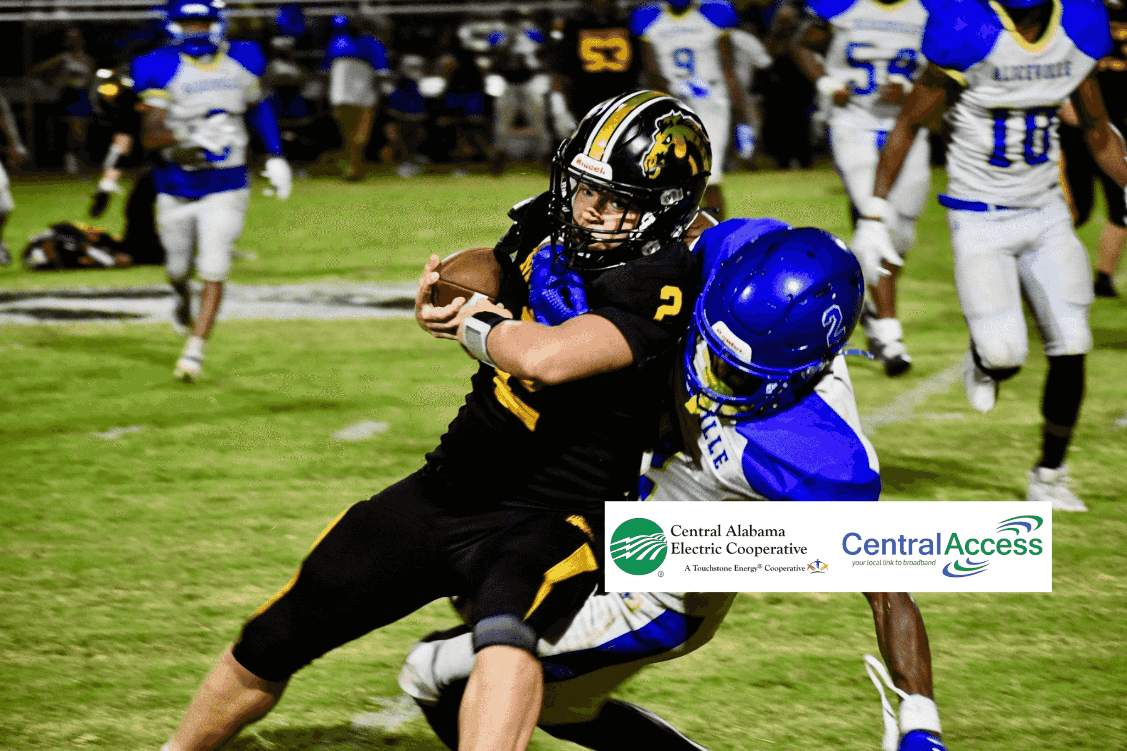 Isabella High School quarterback Levi Wilkins fights for yardage against Aliceville High School.