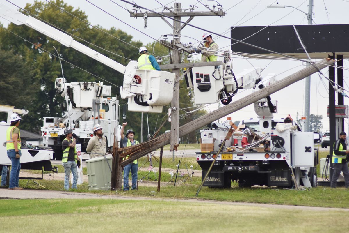 A broken power pole causes power outage Friday afternoon
