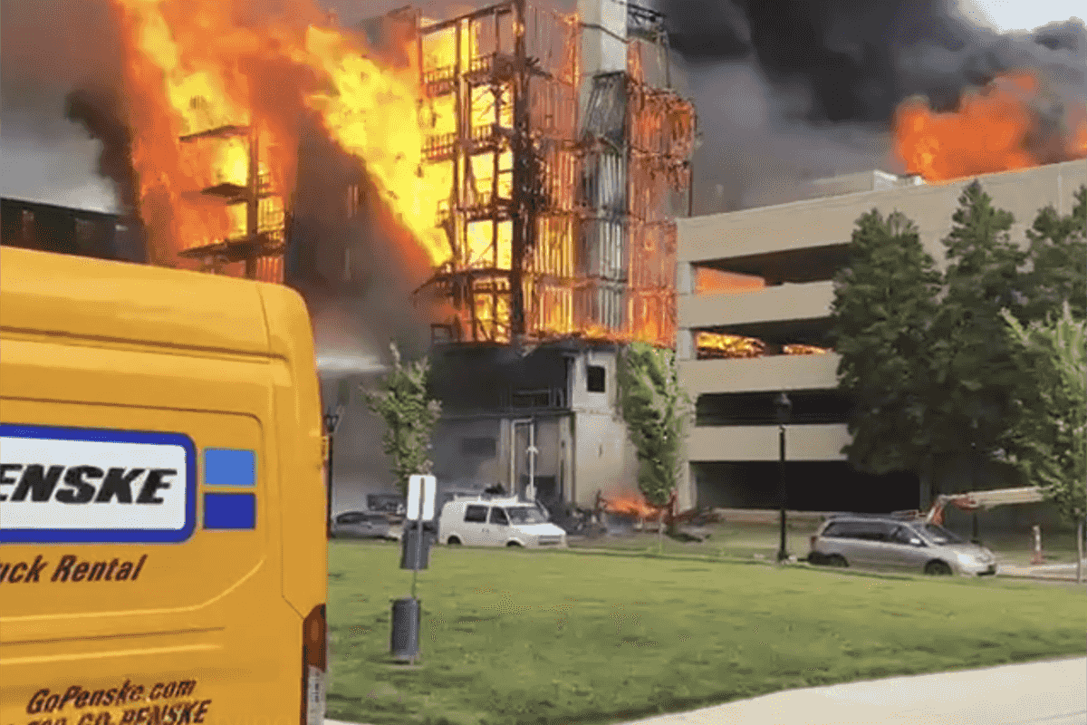 Massive fire at South Park Construction Site