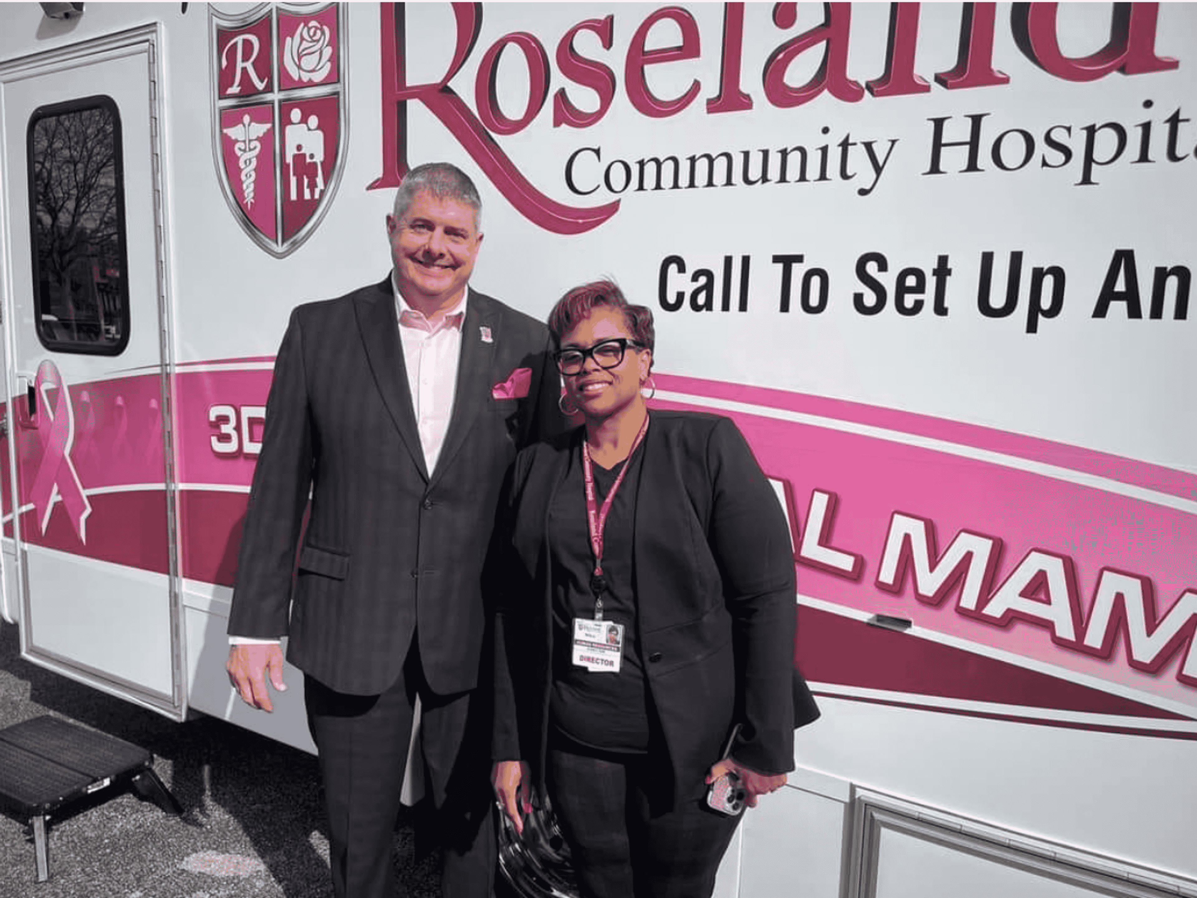 Roseland Community Hospital's Mobile mammography unit offers breast cancer screening in underserved areas.