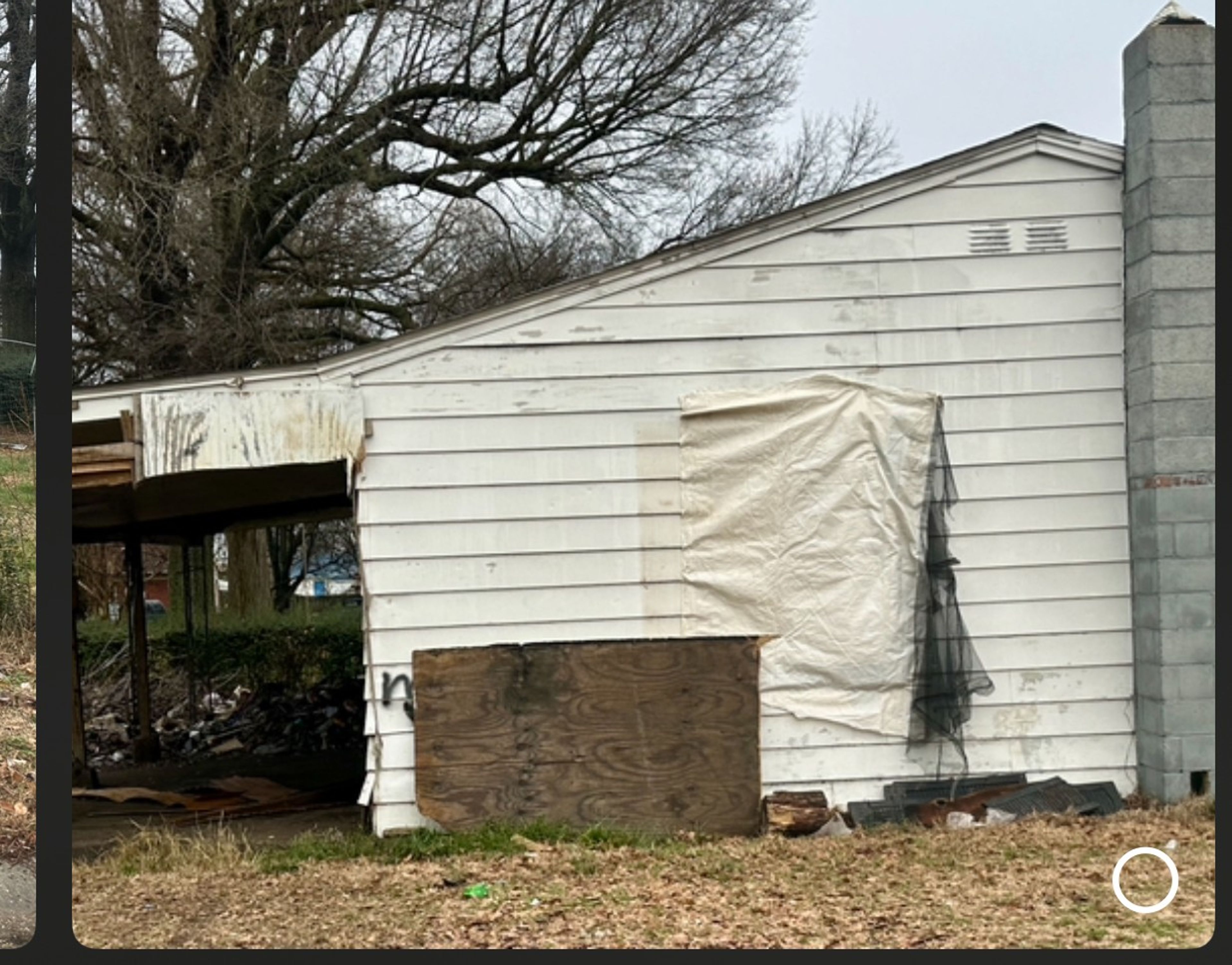 The burned-out home at 205 Michael St., Kennett.