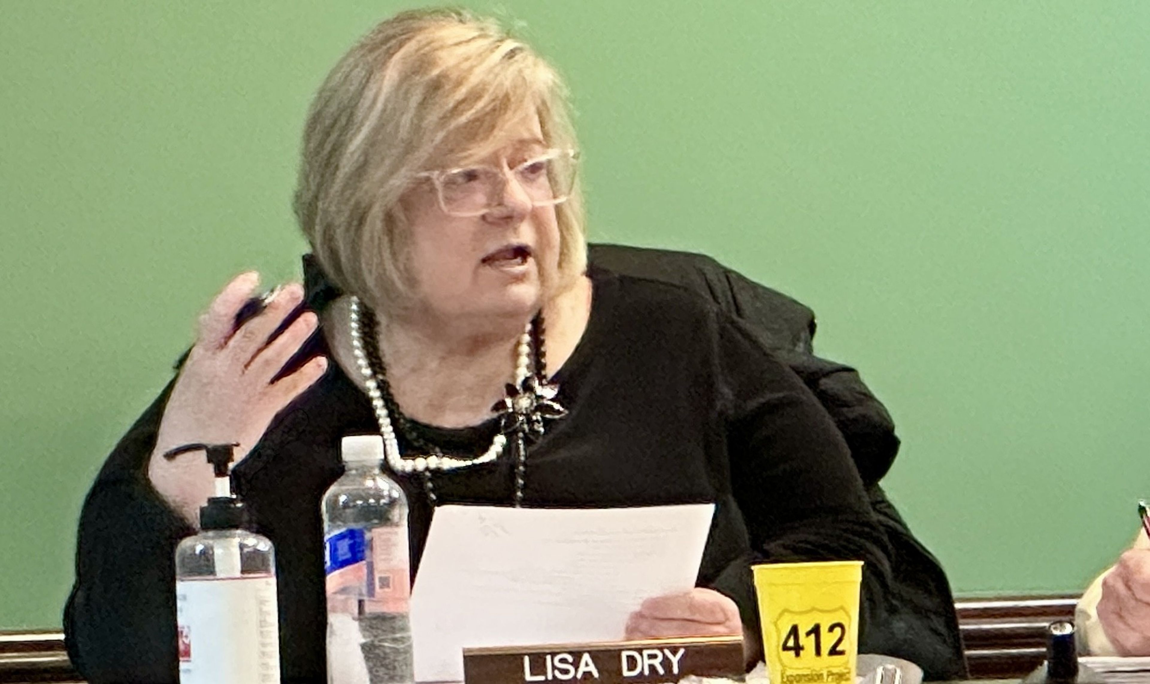 Kennett Ward I City Councilor Lisa Dry discusses the Health Insurance Committee's recent survey at Tuesday's meeting of the Kennett City Council.