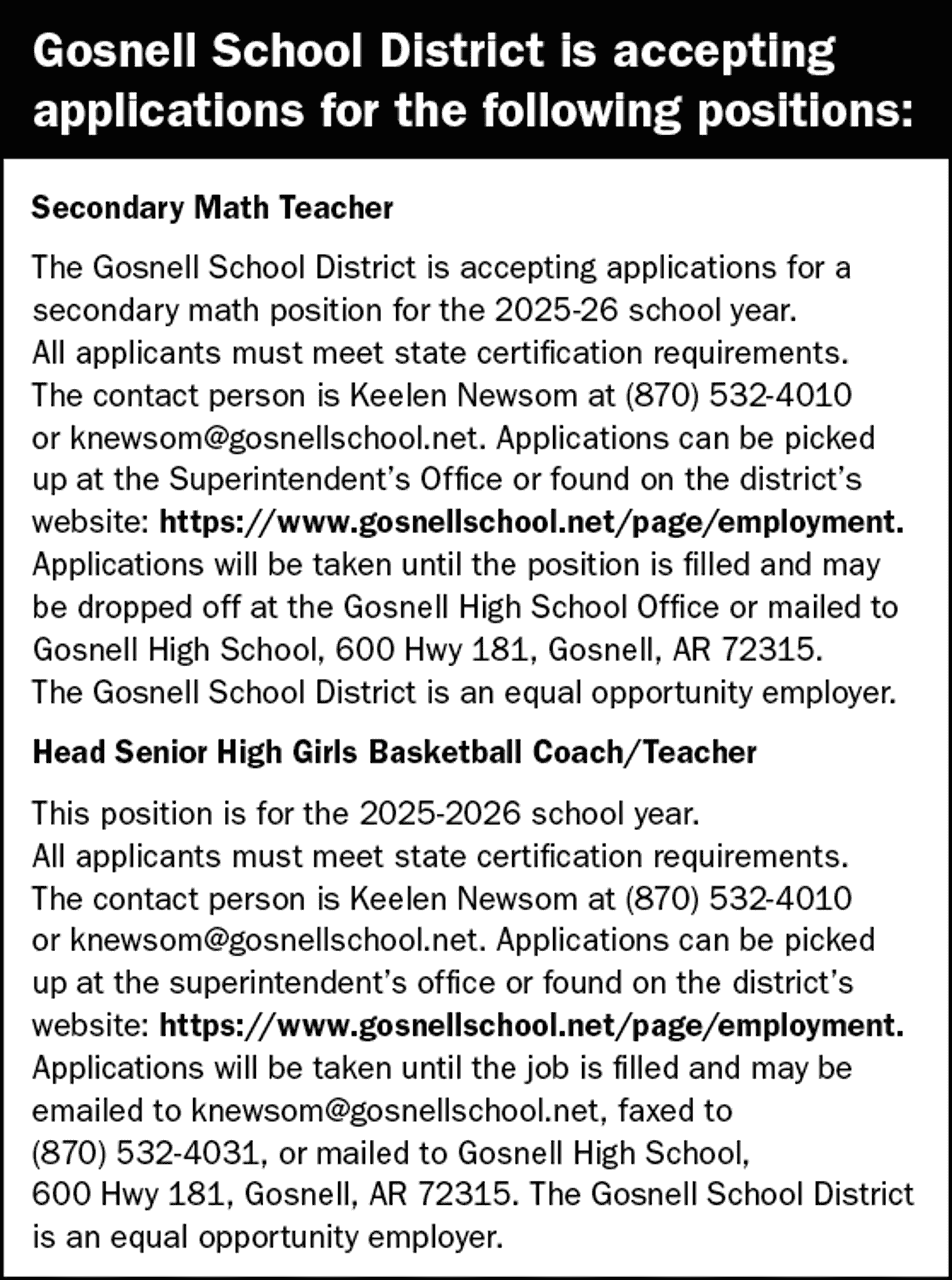 Gosnell Schools