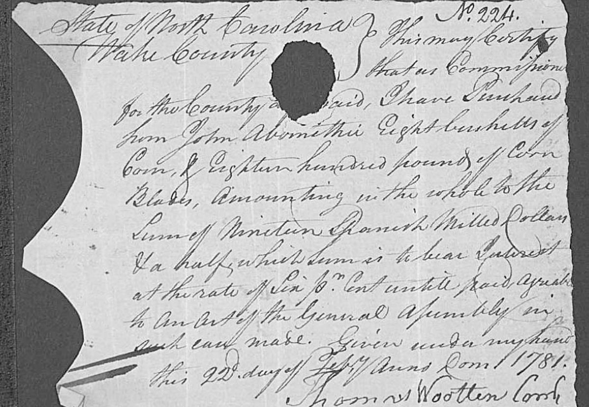 Southeast Missouri Roots & Branches: John Abernethie: Service as a militiaman and deputy commissary