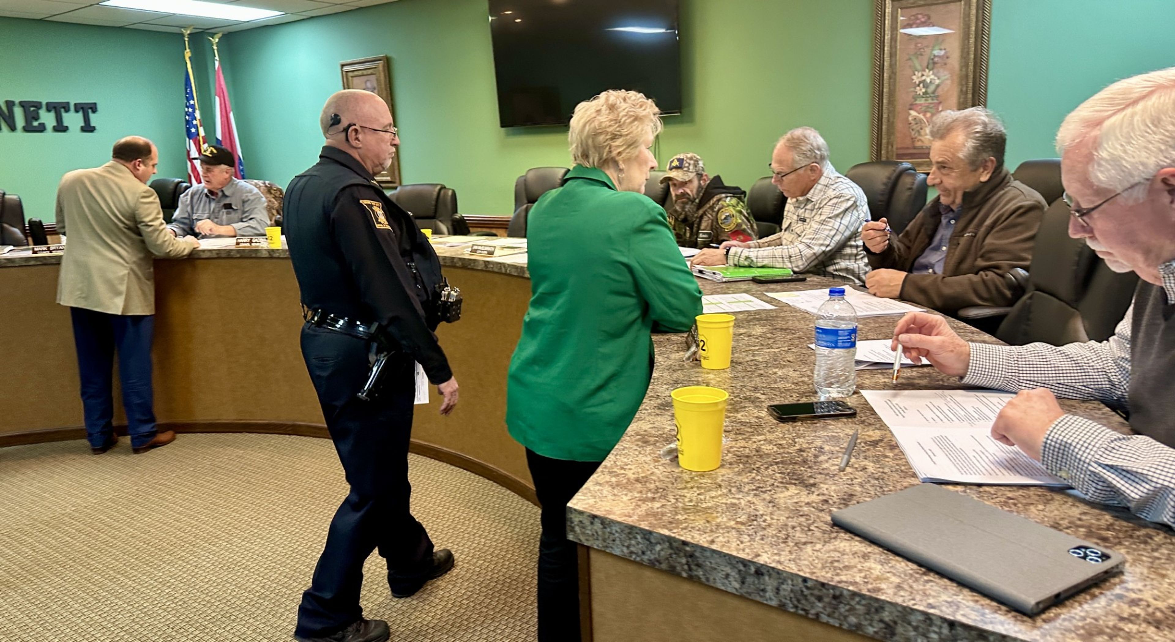 Kennett City Councilors and city officials prepare for Tuesday's meeting.