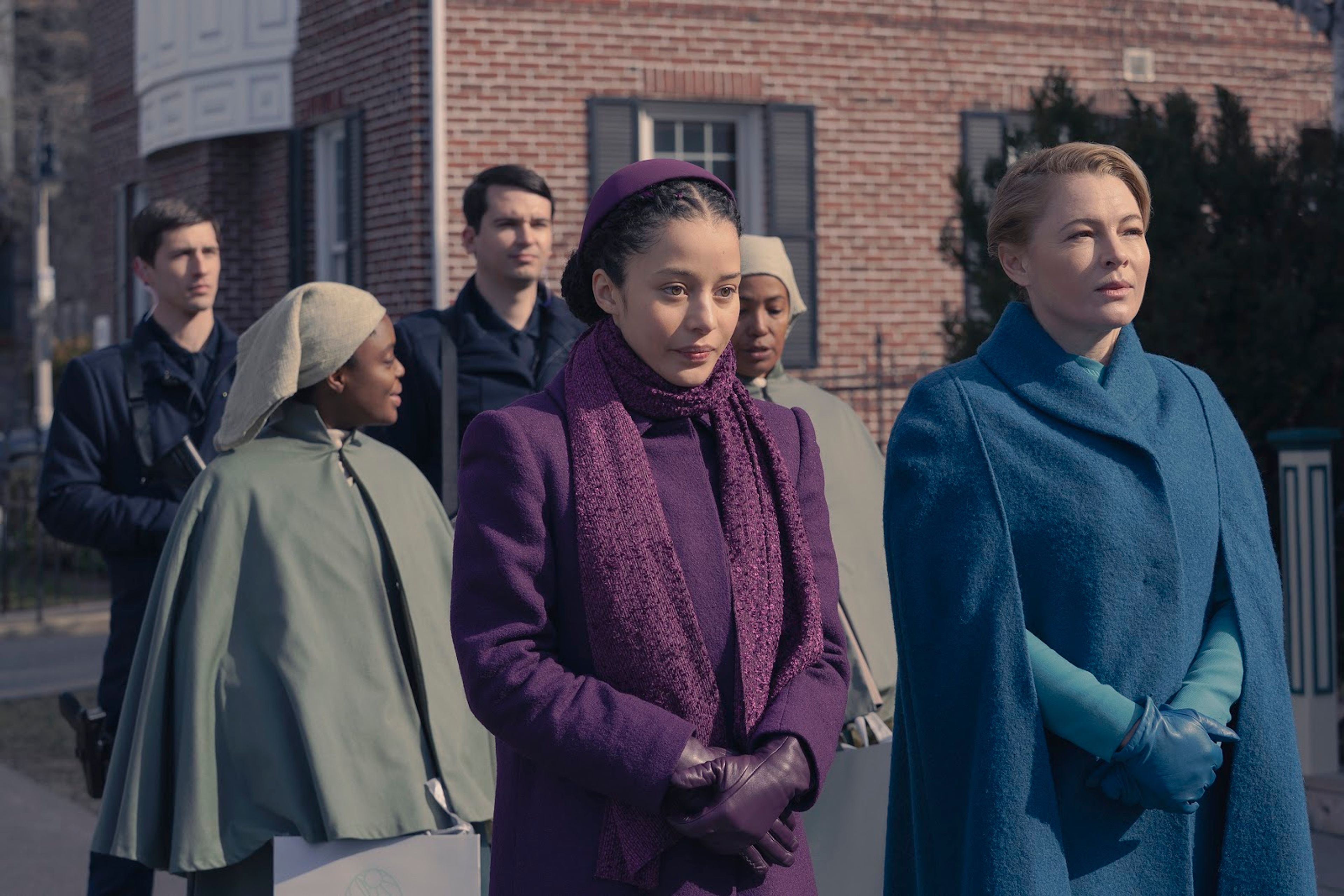THE TESTAMENTS - “Perfect Teeth” - As Agnes begins the rituals that mark her coming of age, she struggles with the confusing stirrings of adolescence. Meanwhile, Daisy is subjected to Gilead’s system of discipline. (Disney/Russ Martin)BLESSING ADEDIJO, CHASE INFINITI, AMY SEIMETZ