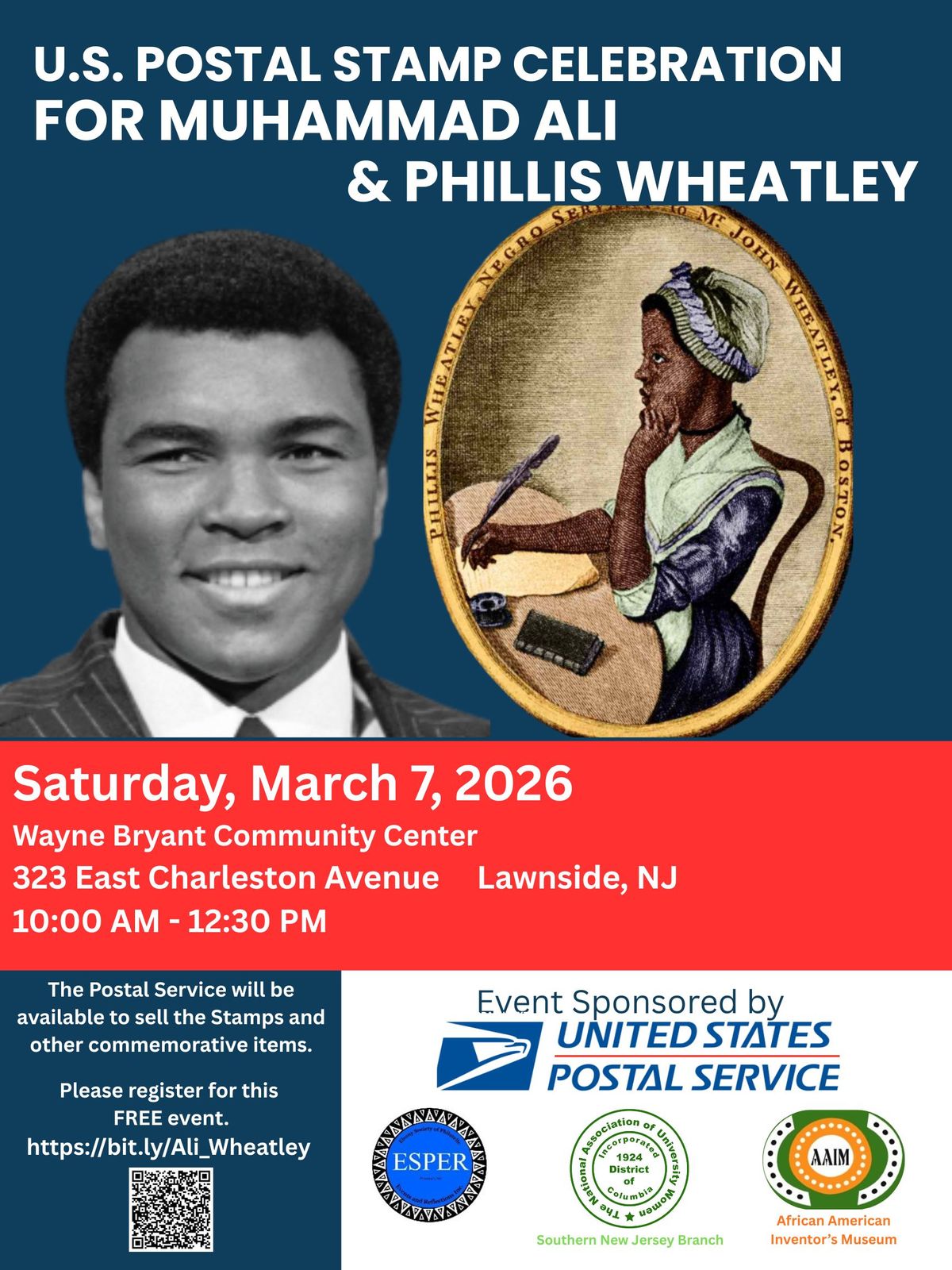 Lawnside, New Jersey Hosts USPS Stamp Celebration for Muhammad Ali and Phillis Wheatley March 7