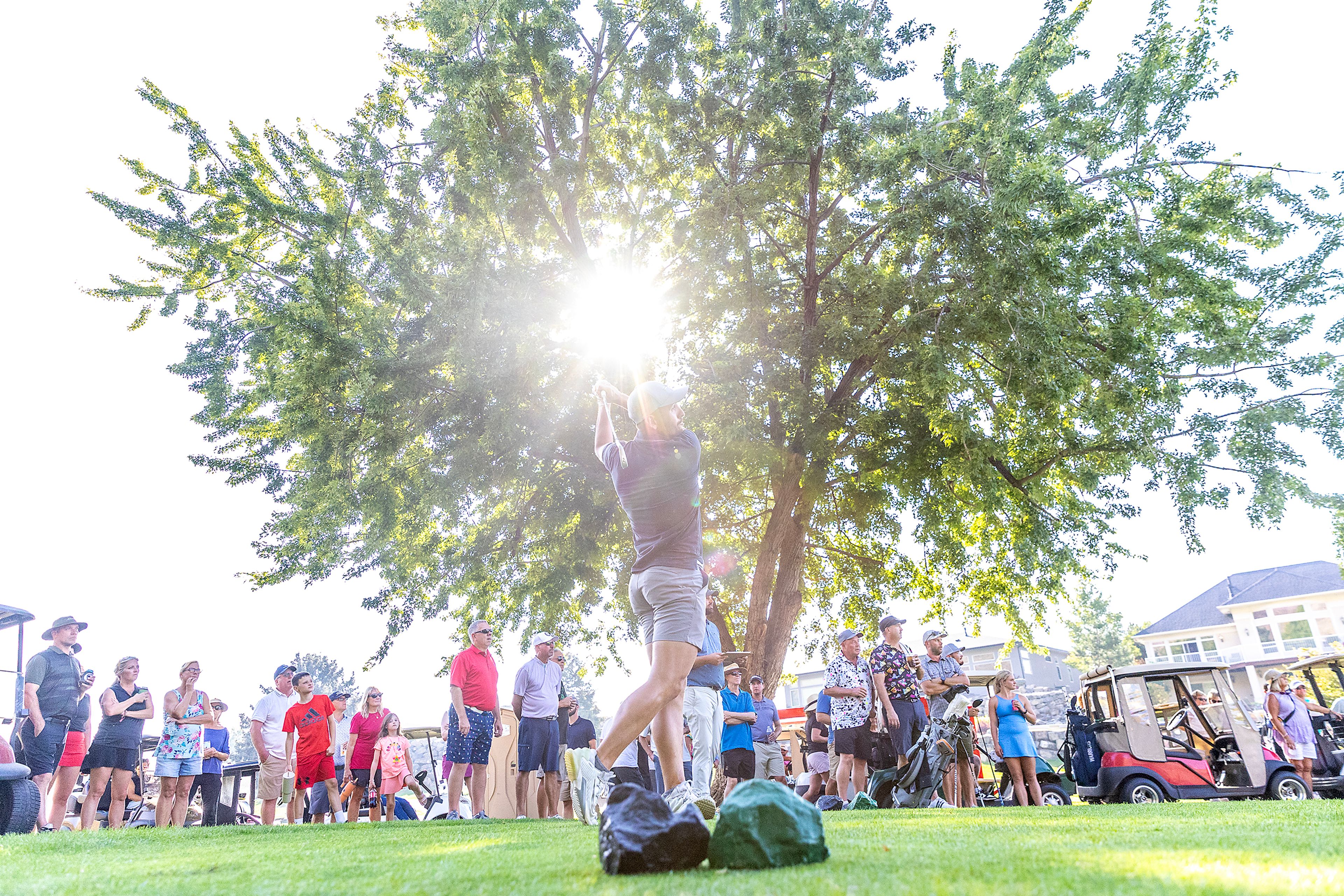 A golfer hits down the fairway at the Sole Survivor Tournament Monday at the Lewiston Golf and Country Club.