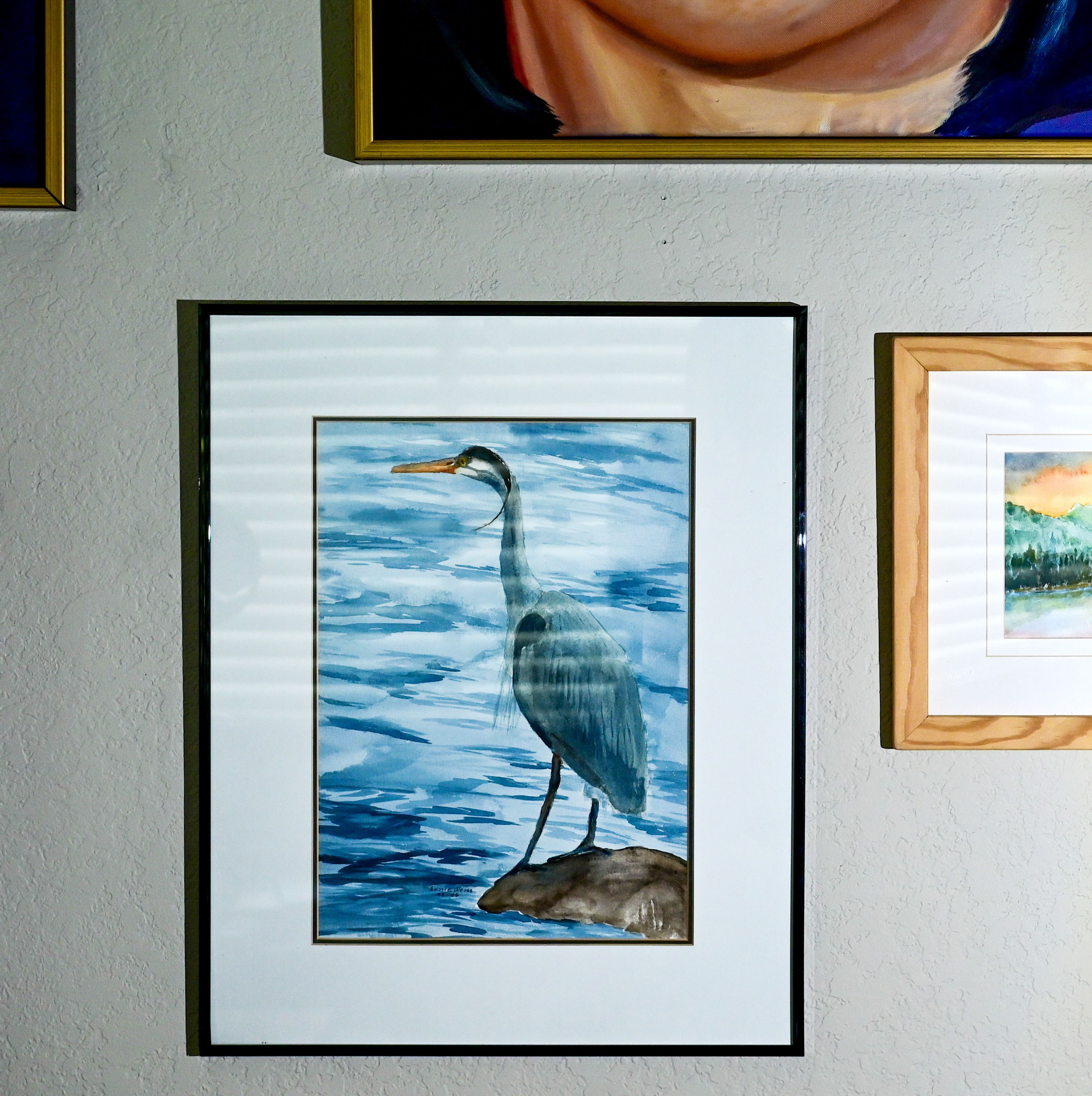 “Blue Blue Heron,” left, by Ernie Weiss, president of the Palouse Watercolor Socius, may make an appearance in the organization’s 50th anniversary show in June.