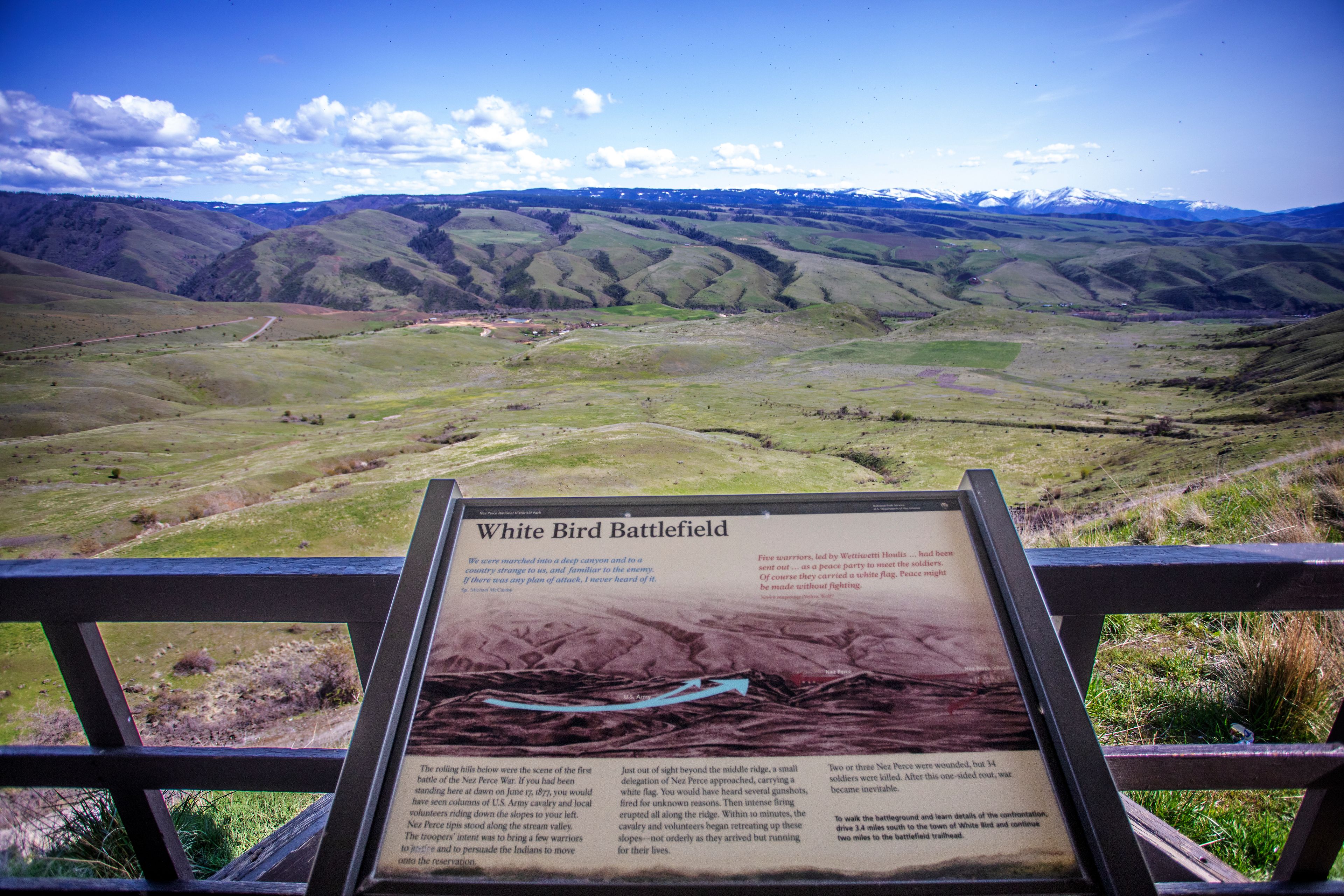 The White Bird Battlefield stretches into the distance as seen from the overlook off of U.S. Highway 95.