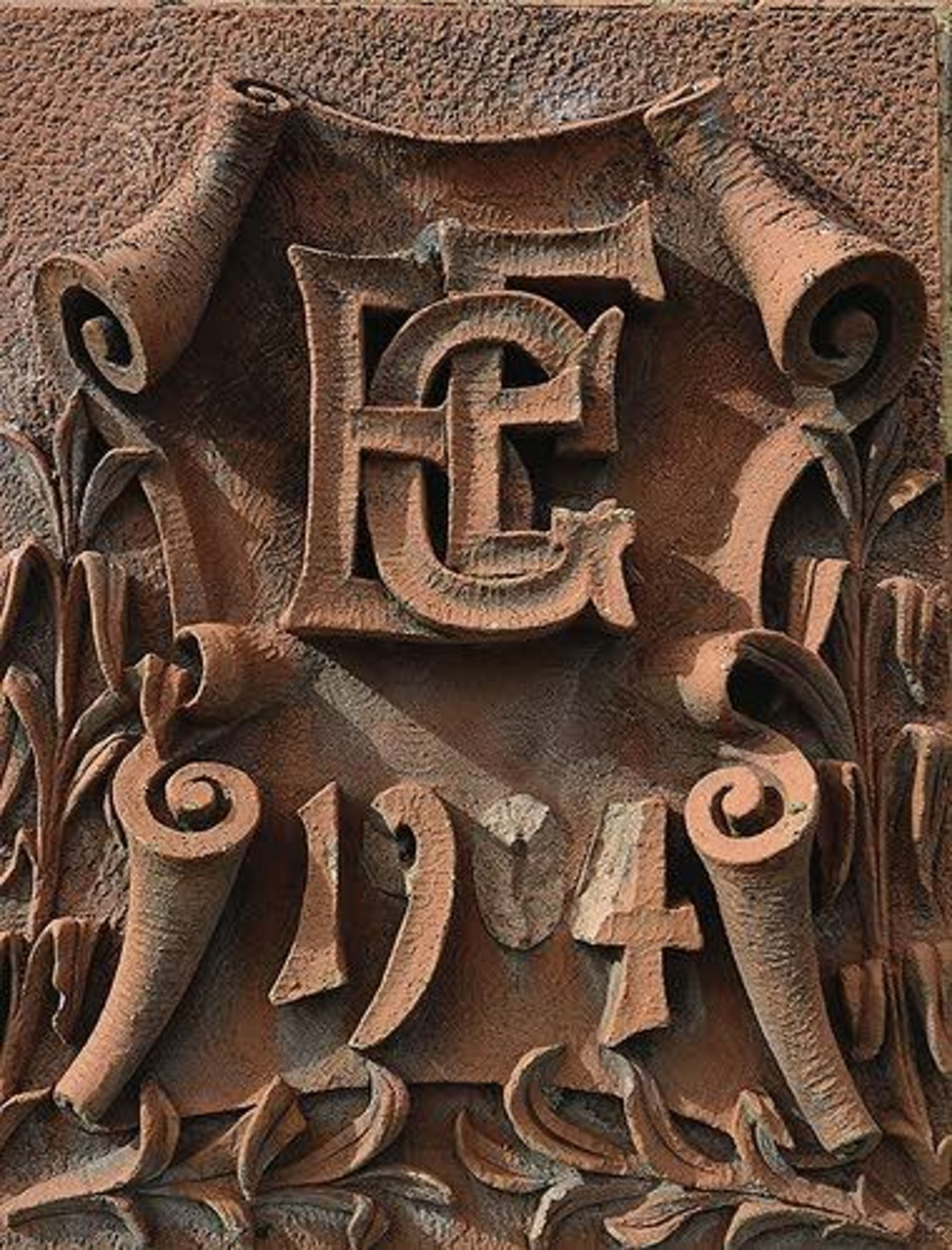 Decorative letters adorn the exterior of the former Exchange Bank in Genesee.