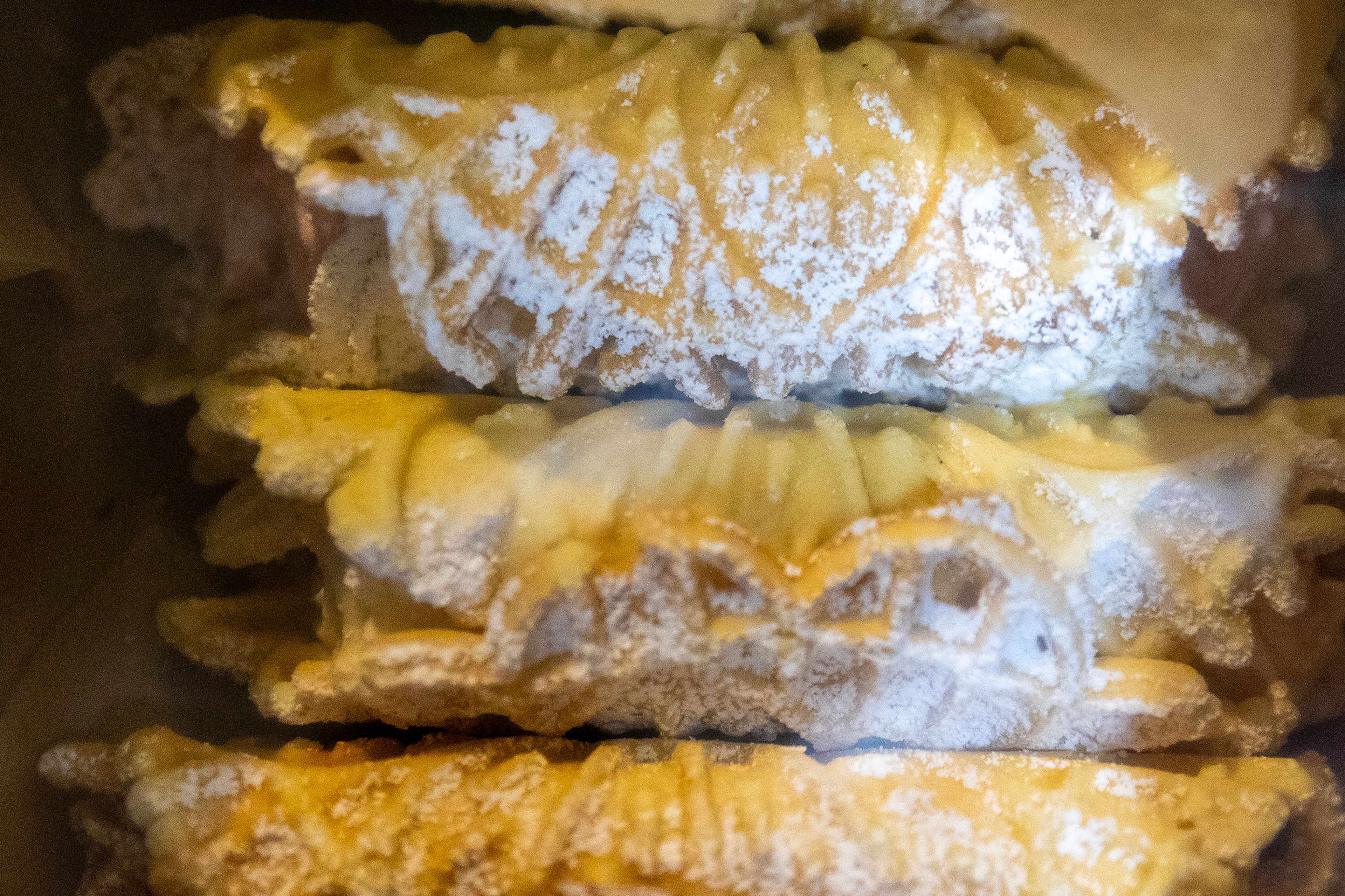 A pizzelle creme roll is pictured at the JoJo’s Bakery booth Friday at the Christmas Market at the Lewiston Center Mall. 