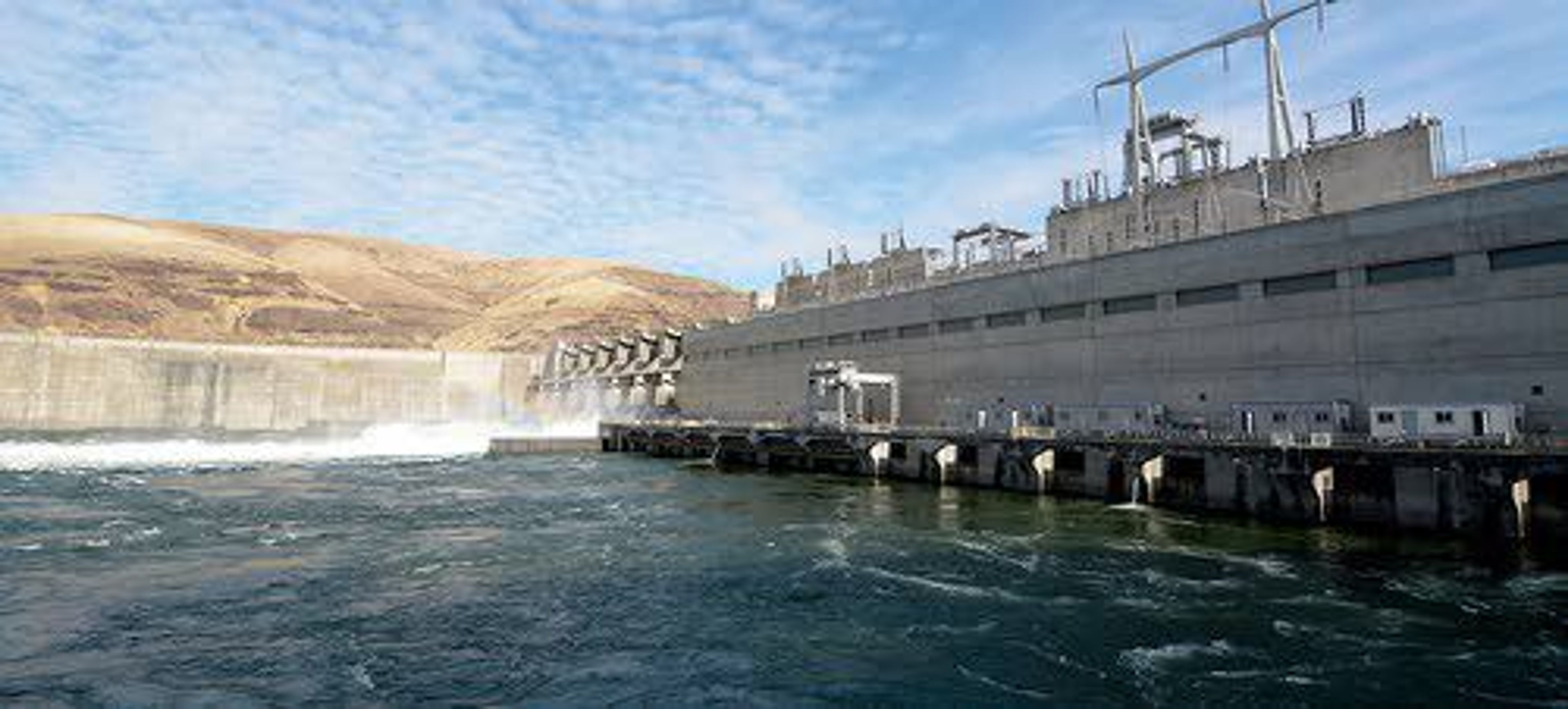 above: Lower Granite Dam, on the Snake River, is one of four lower Snake River dams that some say should be breached to help save salmon and steelhead.LEFT: A wild chinook salmon makes its way past the counting station window at Lower Granite Dam’s fish ladder.