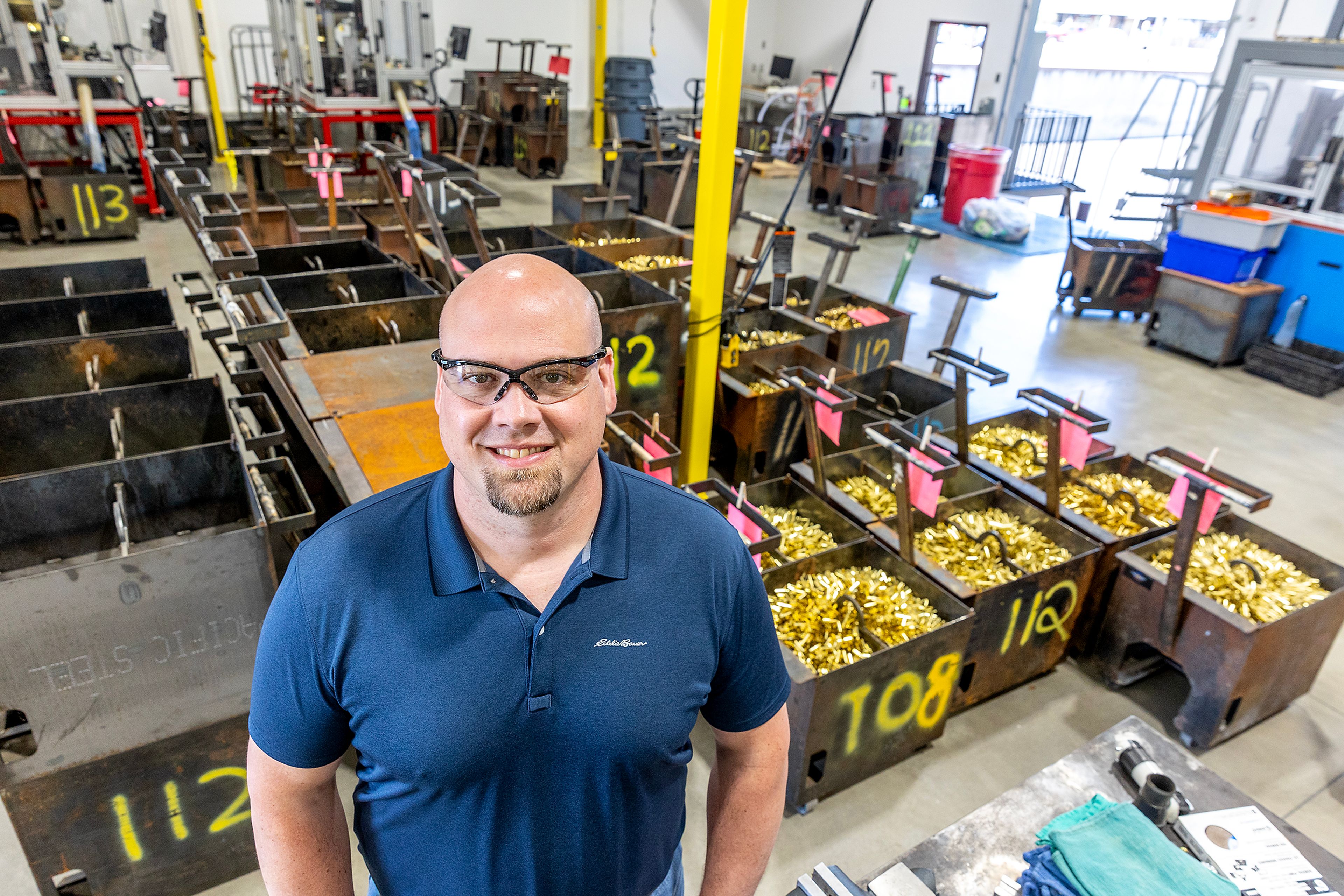 Toby Thill, president of Freedom Munitions, stands for a photo inside their new building Tuesday in Lewiston.