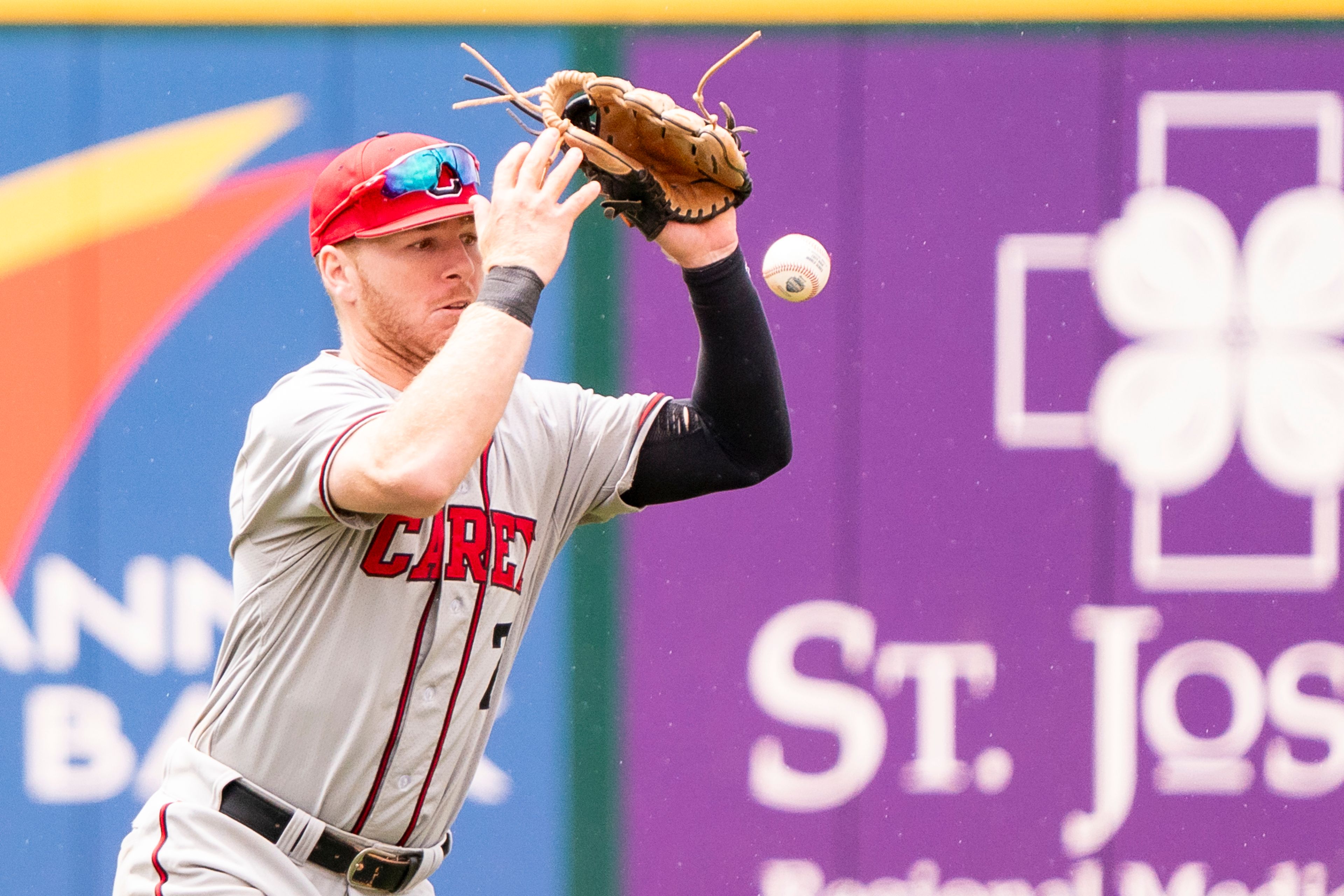 William Carey shortstop Bridley Thomas drops a fly-ball during game 6 of the NAIA World Series against Cumberlands on Friday at Harris Field in Lewiston.