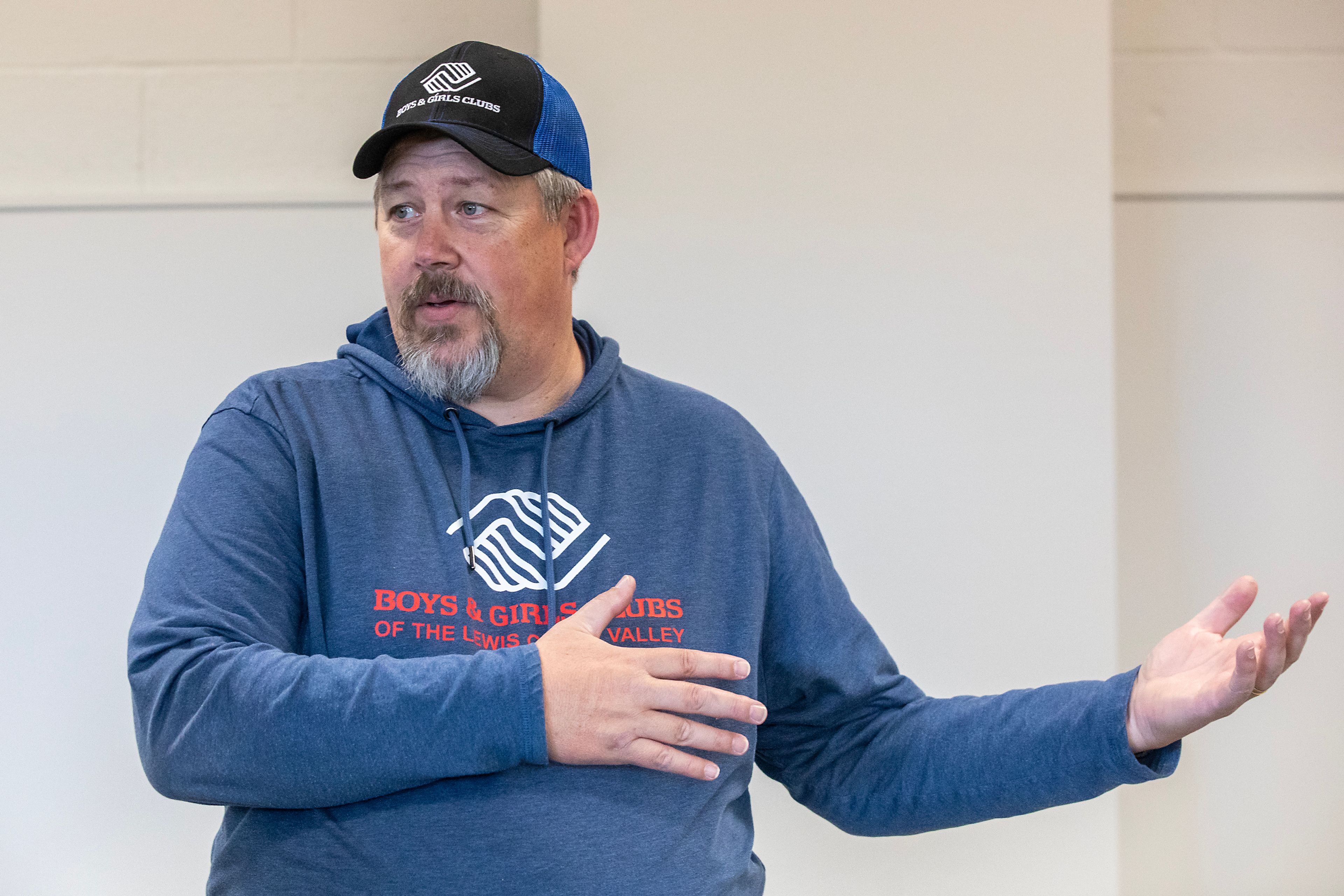 Jon Evans talks about the renovations of Booth Hall for the Boys and Girls Club Wednesday in Lewiston.