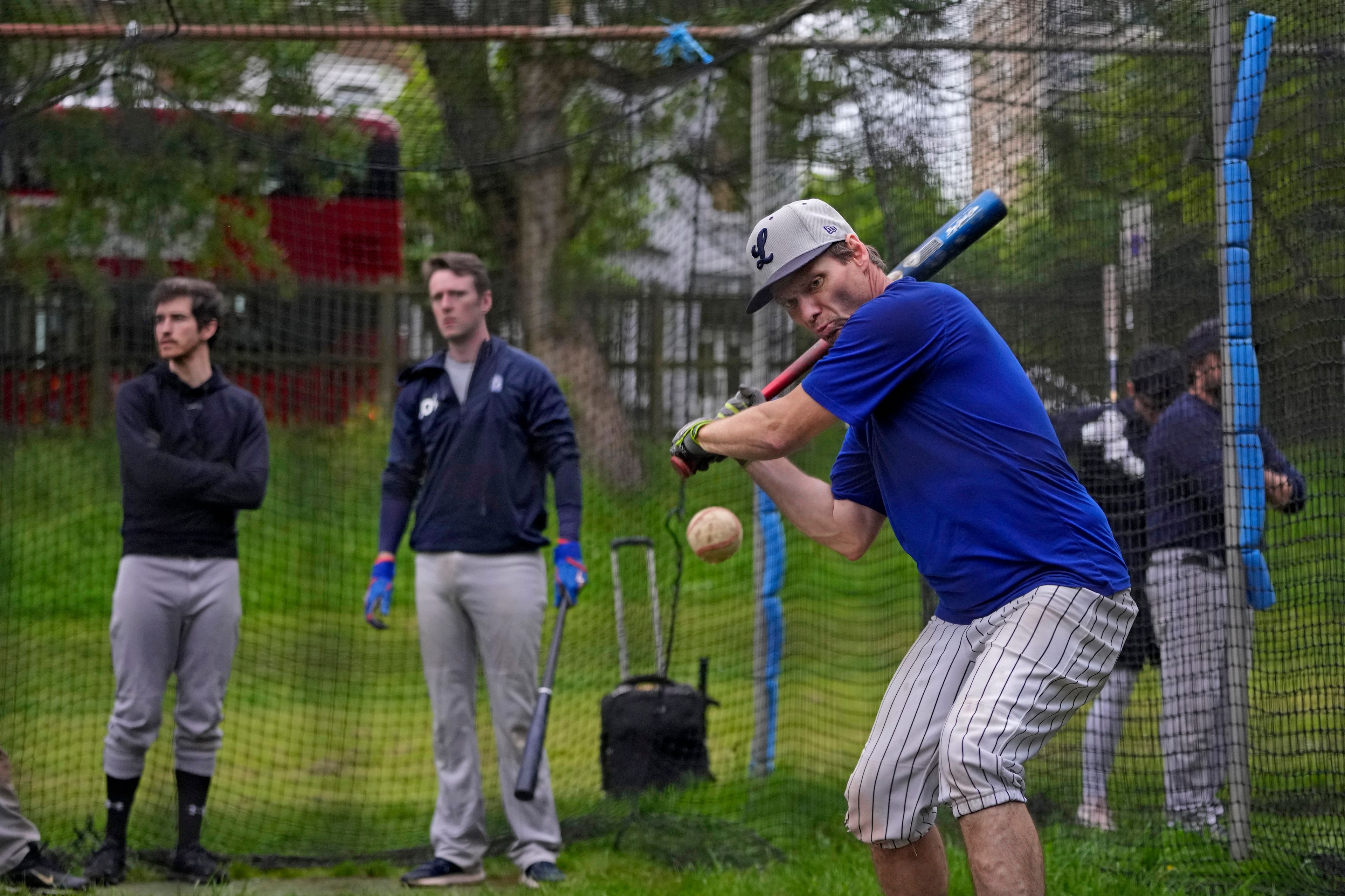 Members of the UK baseball team London Mets practice during a training session at the Finsbury Park in London, Thursday, May 16, 2024. Baseball at the highest club level in Britain is competitive. Teams are mélange of locals and expats some with college and minor league experience. Baseball at the highest club level in Britain is competitive. Teams are mélange of locals and expats some with college and minor league experience.